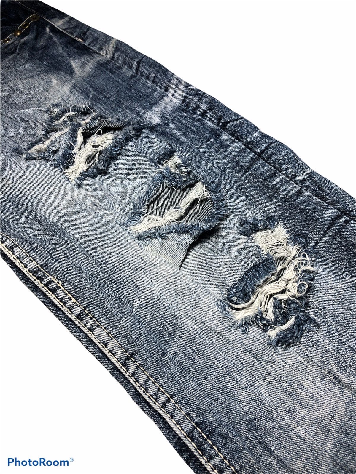 Japanese Brand Distressed Washed Blue Denim by Original Jeans Size US 30 / EU 46 - 4 Thumbnail