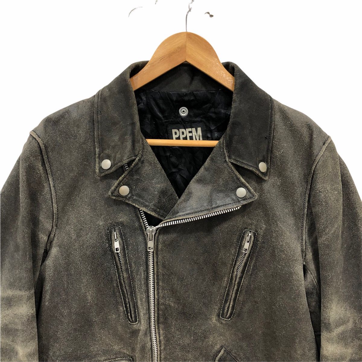 Japanese Brand × PPFM PPFM Double Collar Leather Jacket Cafe Racer Punk Jacket Size US M / EU 48-50 / 2 - 4 Thumbnail