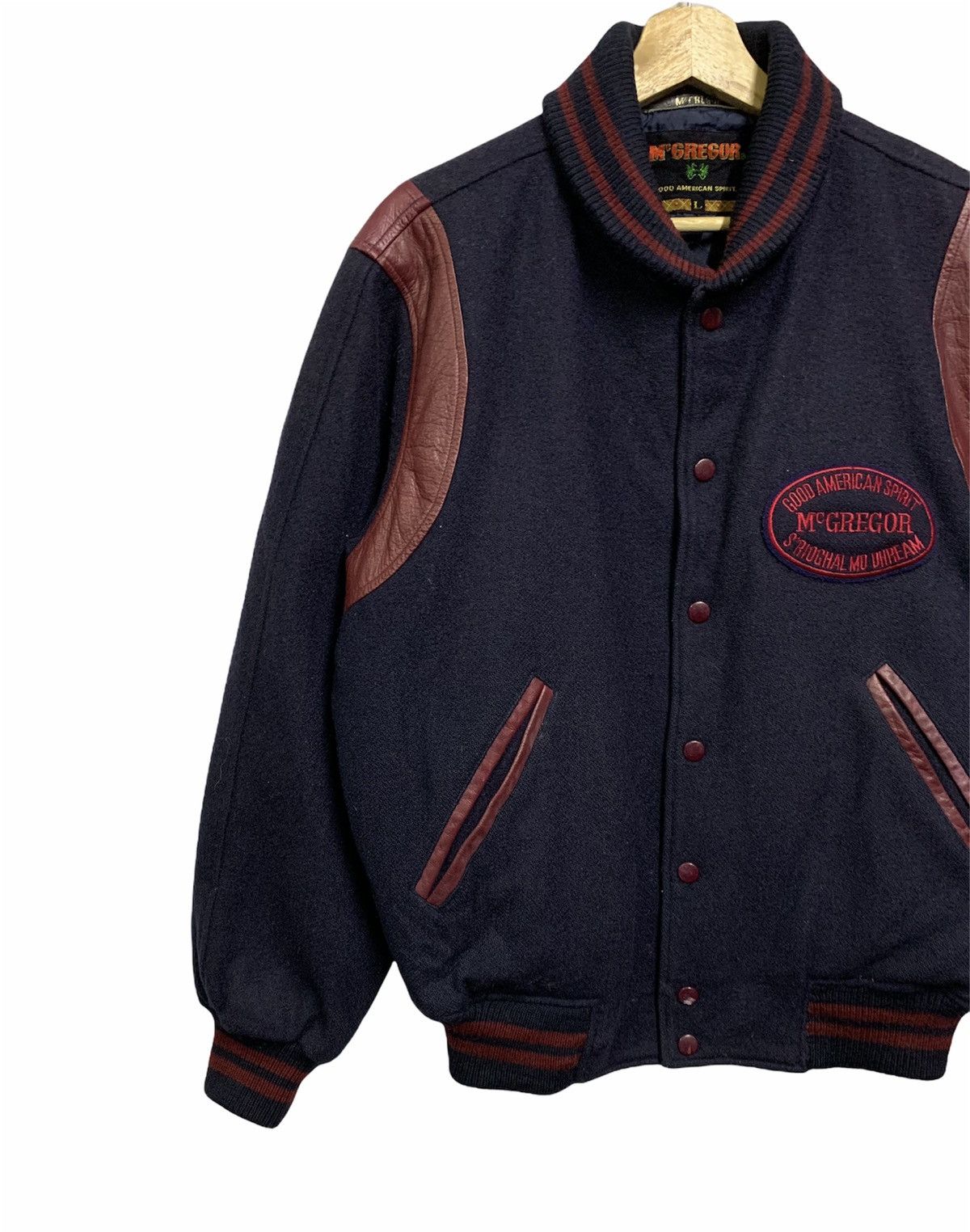【80s】McGREGOR BlackWool Raglan Half Coat MacGregor × McGregor × Varsity Jacket 🔥VTG MCGREGOR WOOL