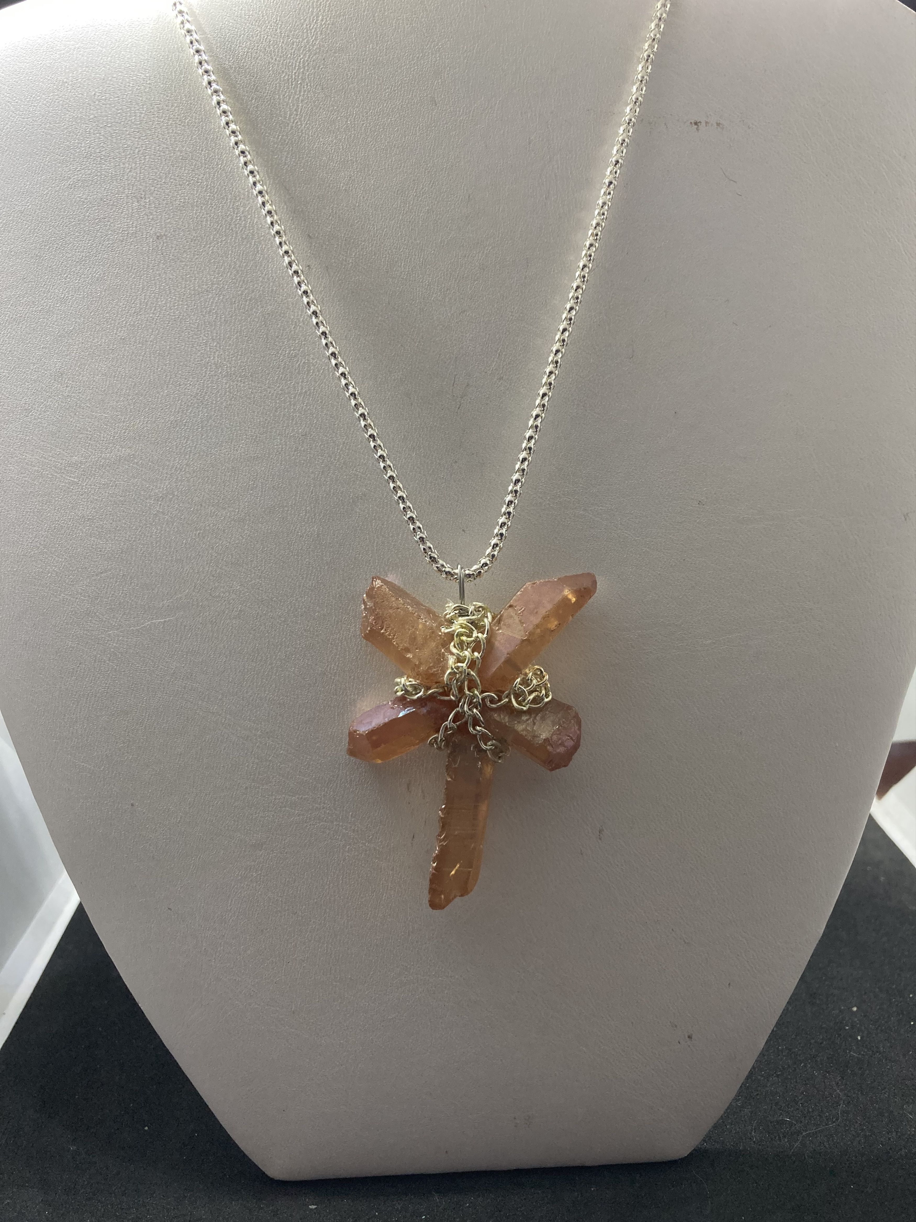 Orange Quartz Necklace with Chain