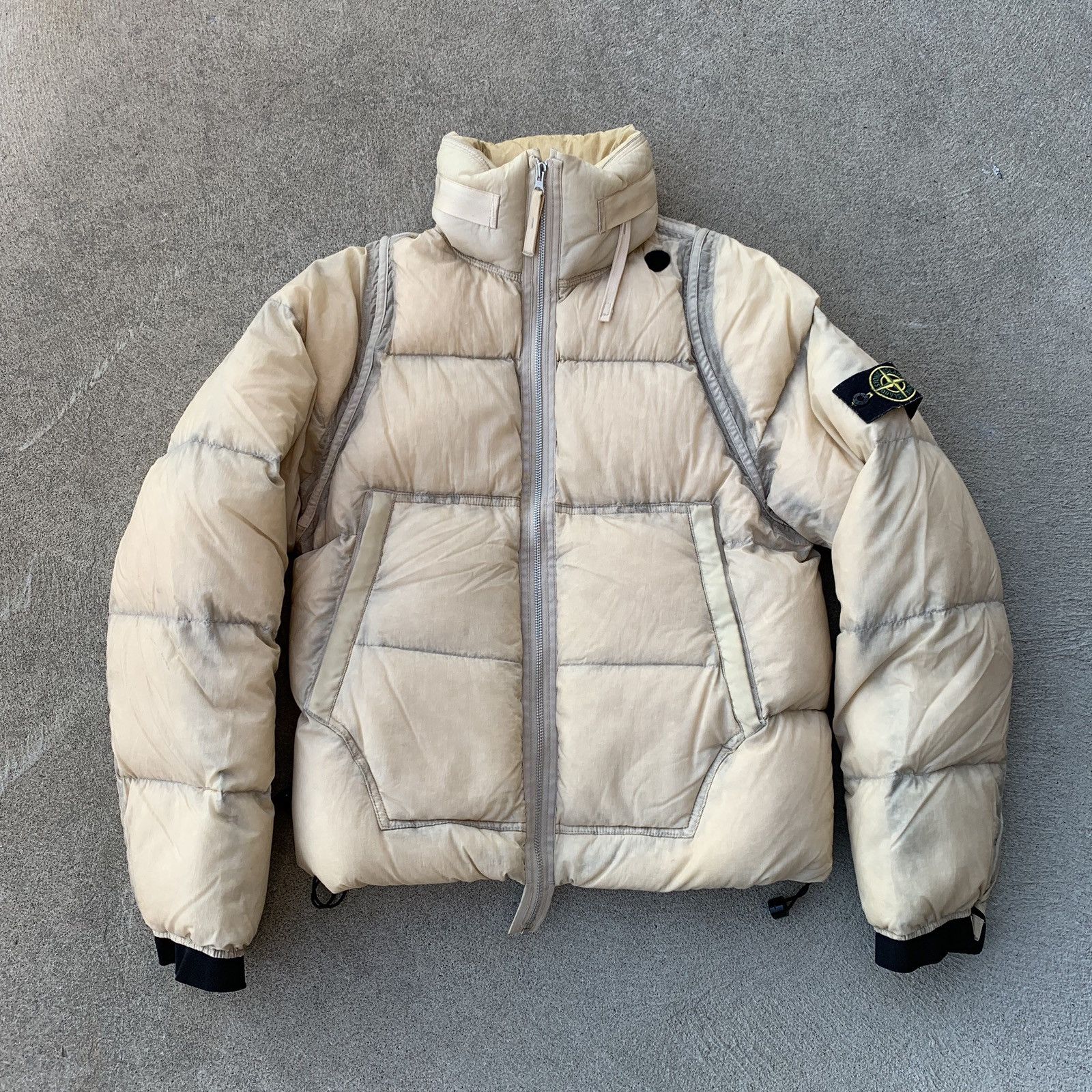 image of Stone Island 2007Ss Down Puffer Jacket in Beige, Men's (Size Medium)