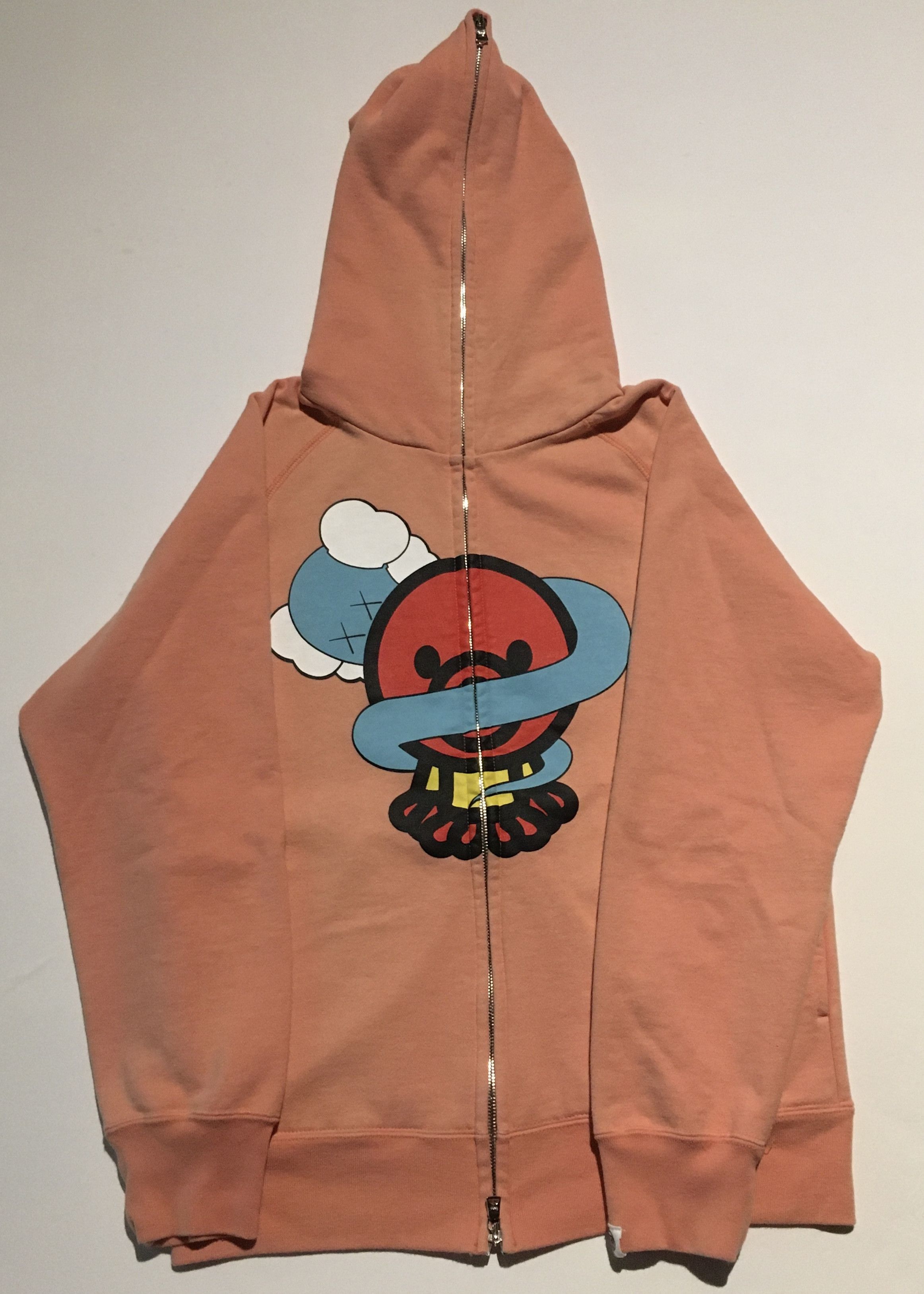 image of Bape x Kaws Baby Milo Bendy Full Zip Hoodie (2006) in Orange, Women's (Size Small)