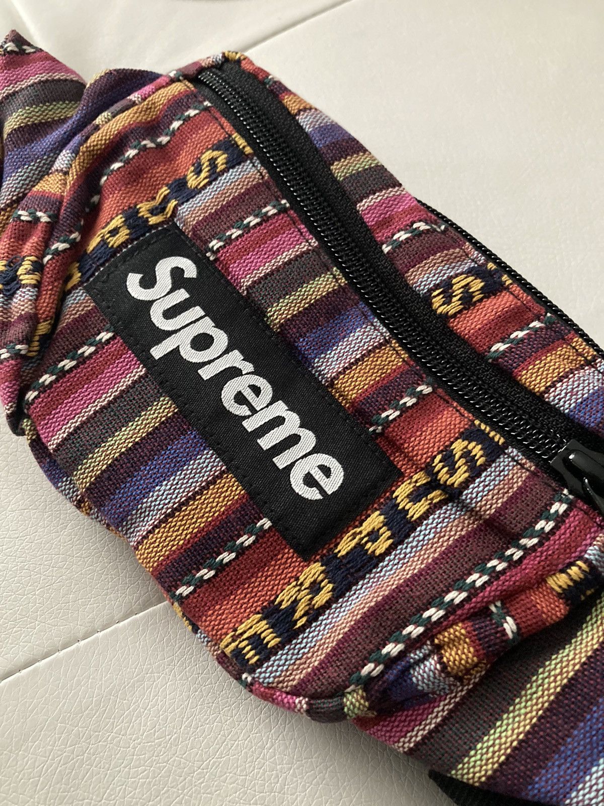 Supreme Woven Stripe Waist Bag Black - Novelship