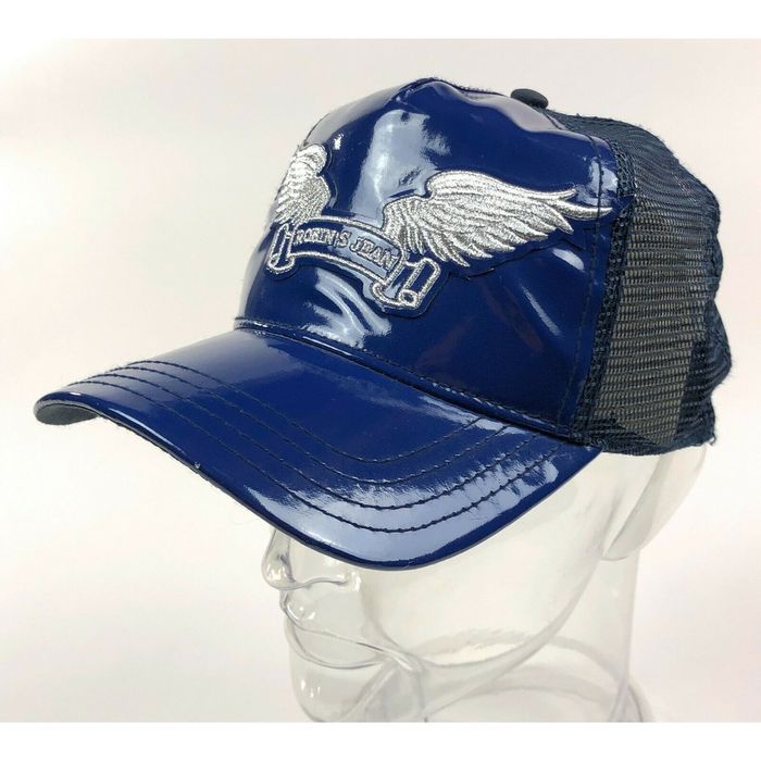 Robins Jeans Robins Jean Patent Leather Blue Snapback Trucker Hat Cap