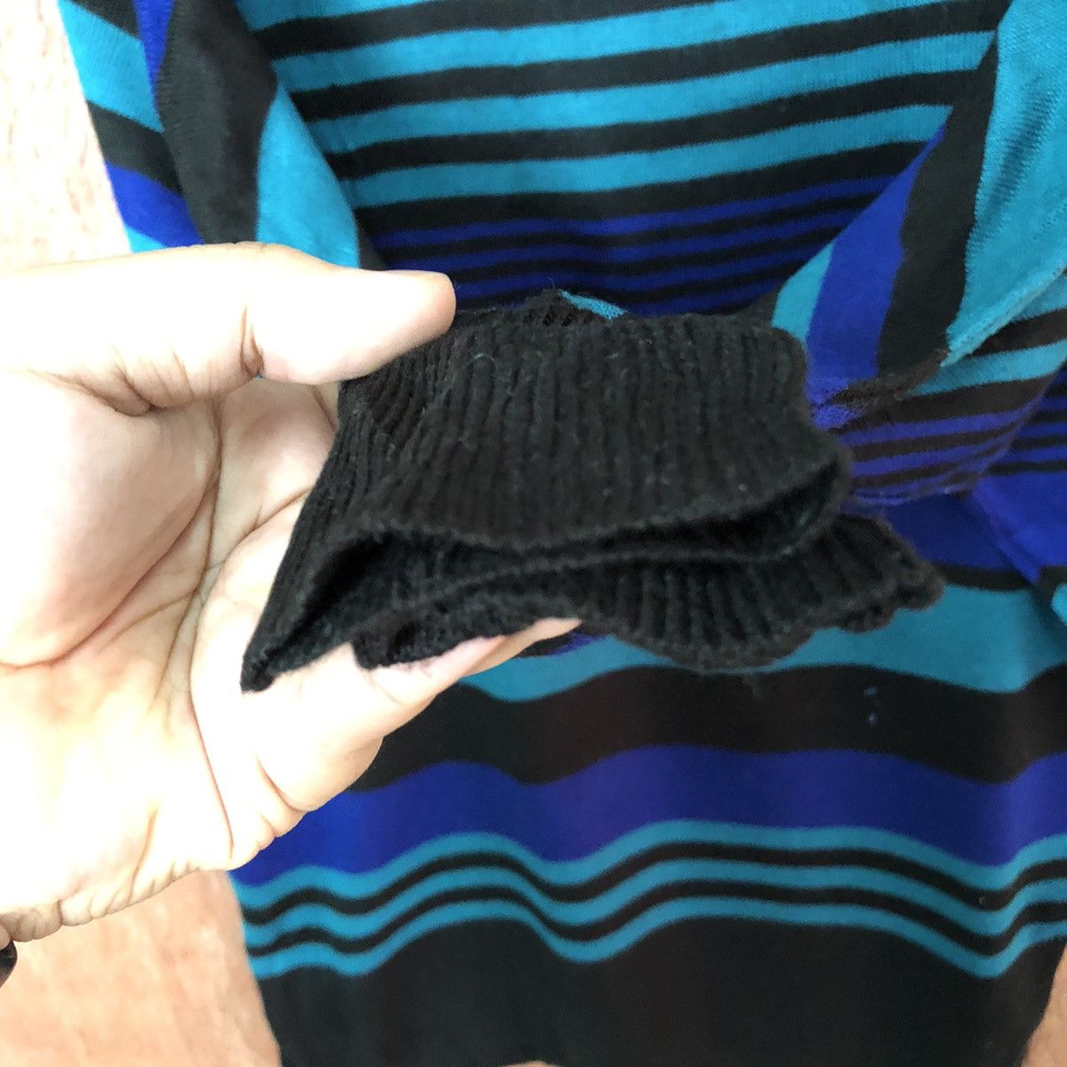 Homespun Knitwear × Japanese Brand & By P&B stripe Blue Knitwear japan #6402 Size US XL / EU 56 / 4 - 5 Thumbnail