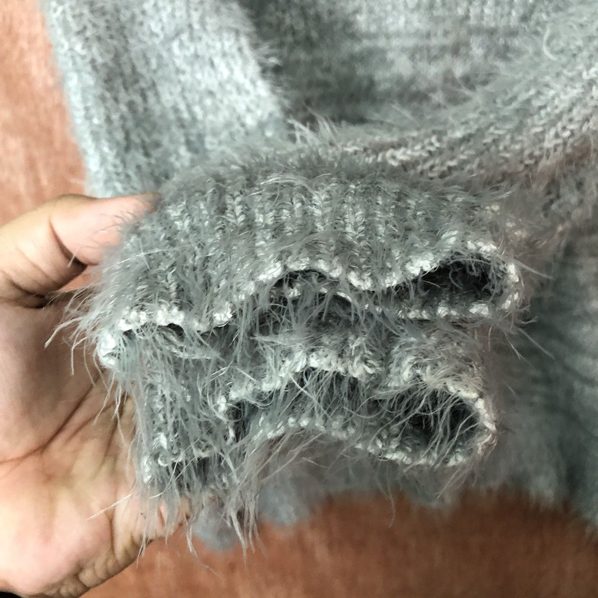 Homespun Knitwear × Japanese Brand × Vintage Ozoc grey Shag Shaggy Fur Mohair Knitwear #6389 Size US S / EU 44-46 / 1 - 4 Thumbnail