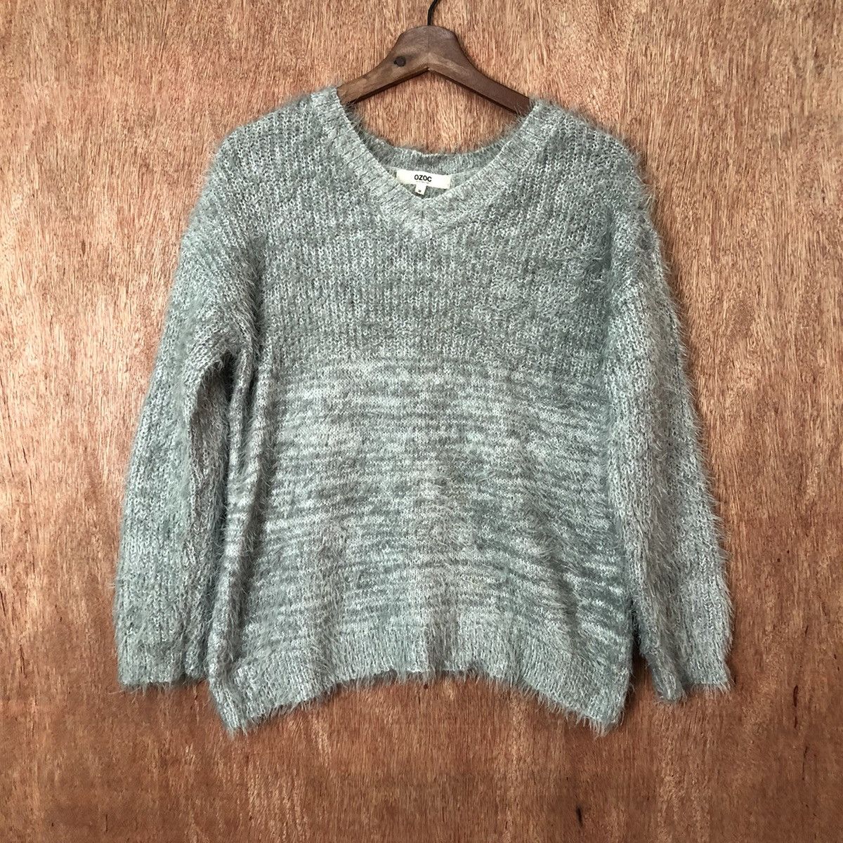 Homespun Knitwear × Japanese Brand × Vintage Ozoc grey Shag Shaggy Fur Mohair Knitwear #6389 Size US S / EU 44-46 / 1 - 3 Thumbnail