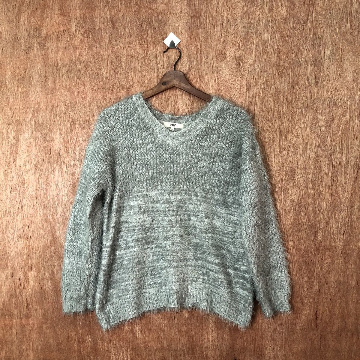Homespun Knitwear × Japanese Brand × Vintage Ozoc grey Shag Shaggy Fur Mohair Knitwear #6389 Size US S / EU 44-46 / 1 - 1 Thumbnail