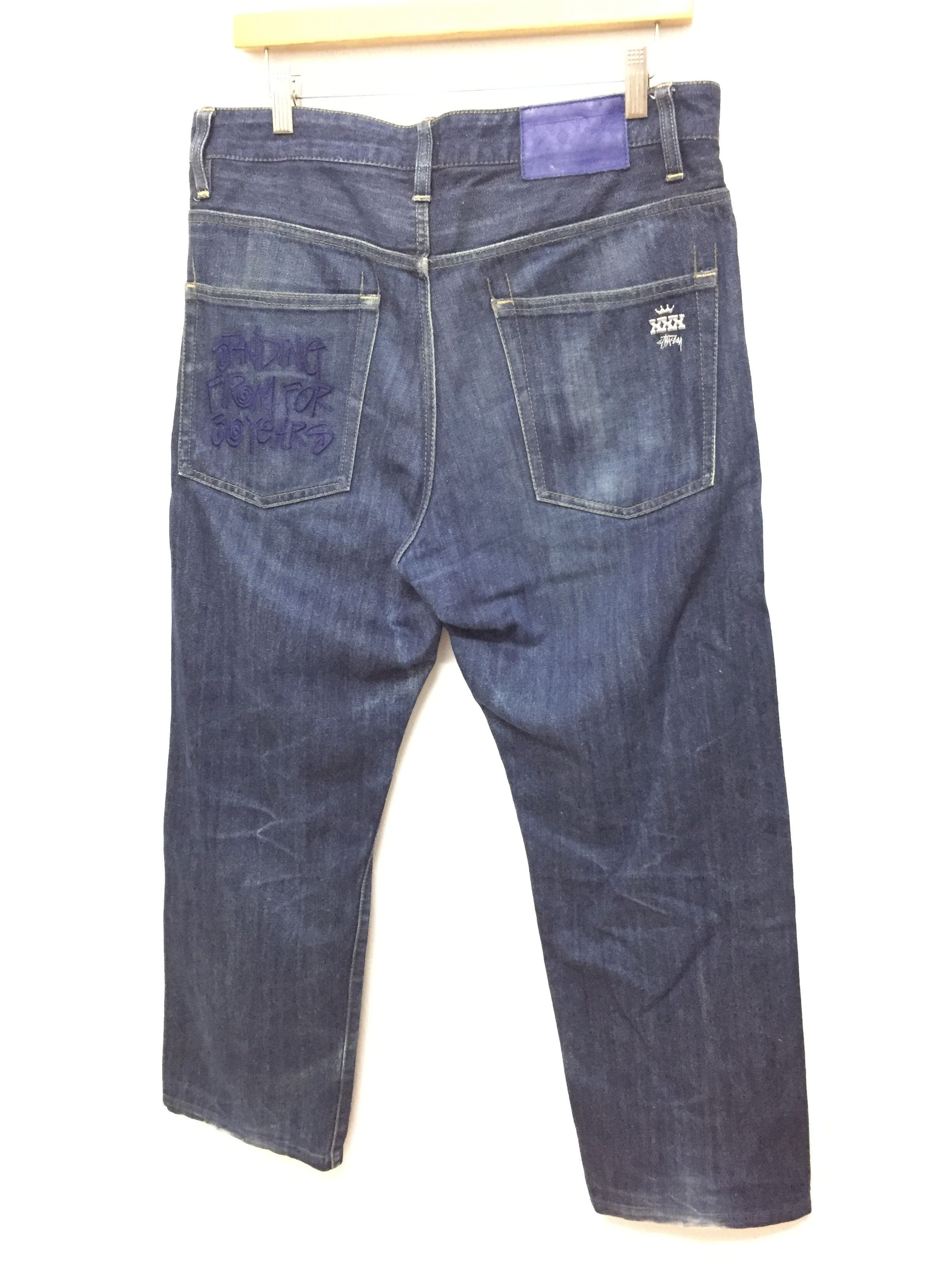 Stussy Stussy 30th Anniversary Embroidered Indigo denim Size US 33 - 1 Thumbnail