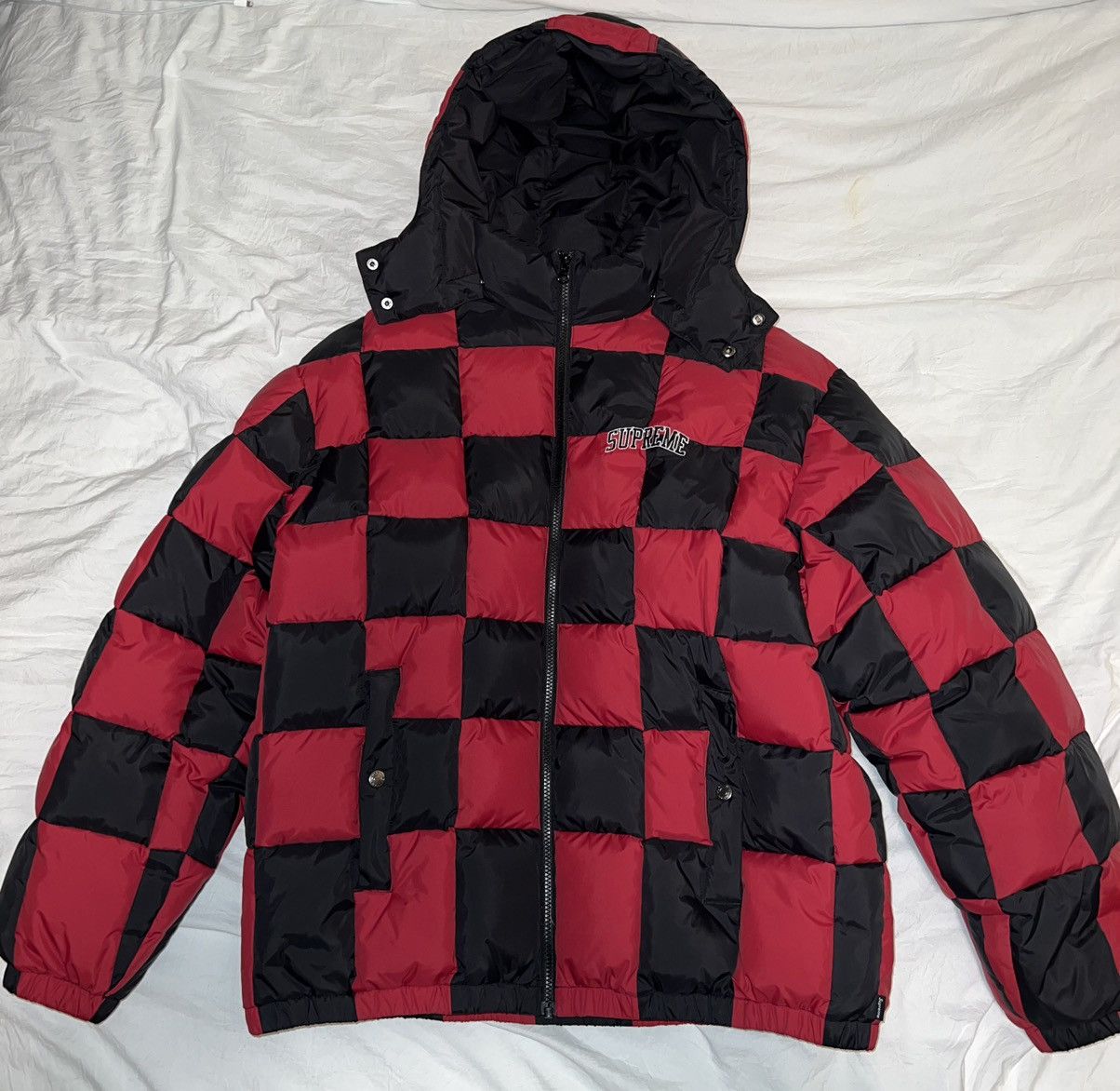 Supreme checkerboard puffy jacket online