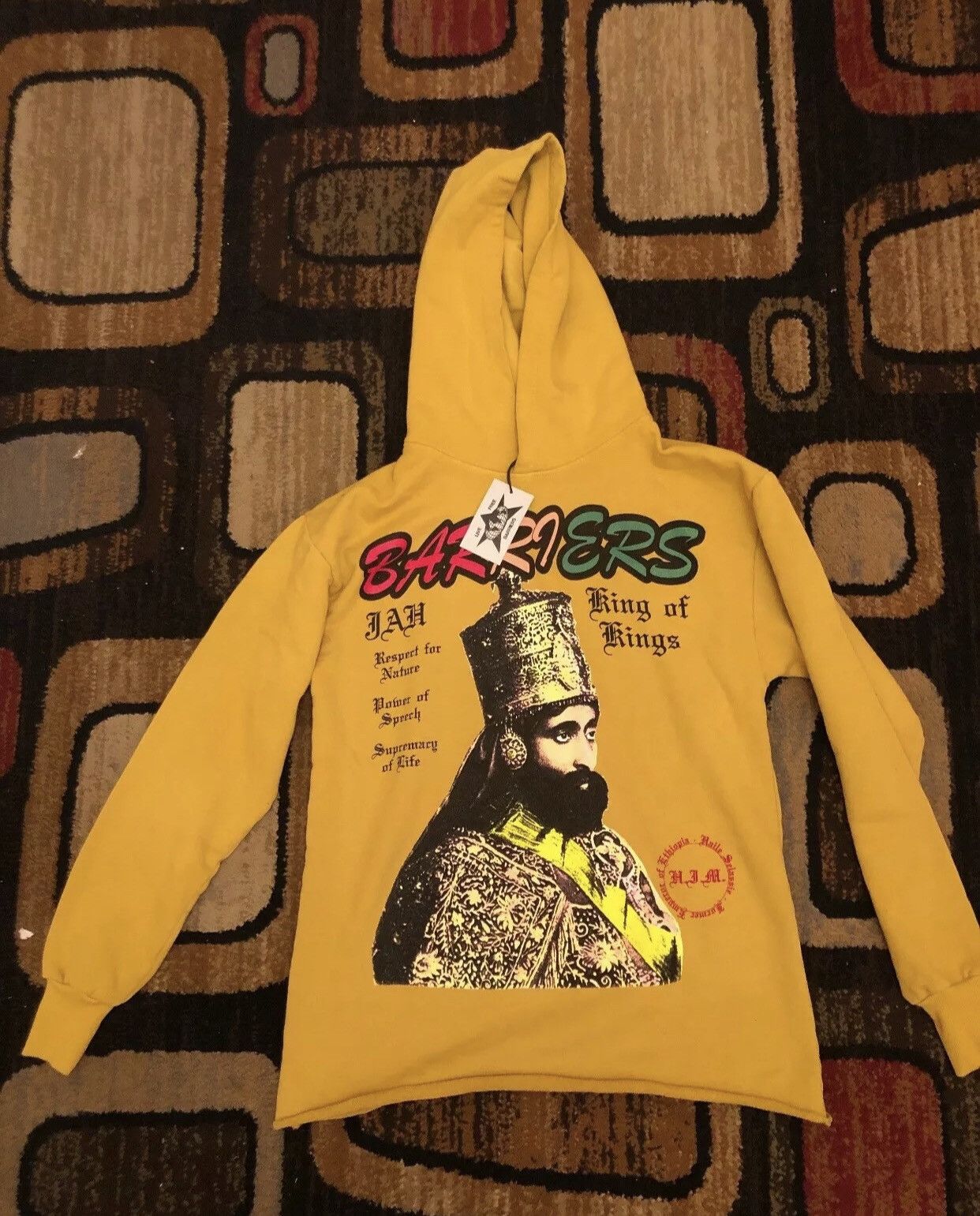 Regular Fit Pullover Urban Backwoods Haile Selassie Portrait III Hoodie Graphic Print Sweater