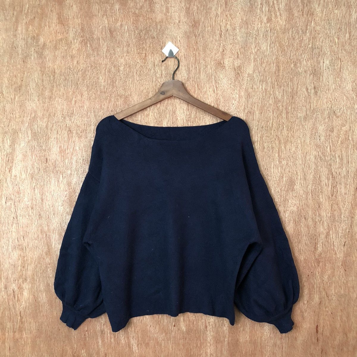 Vintage Mussemu Dark Blue ballon sleeve Knitwear #6400 Size US S / EU 44-46 / 1 - 1 Thumbnail