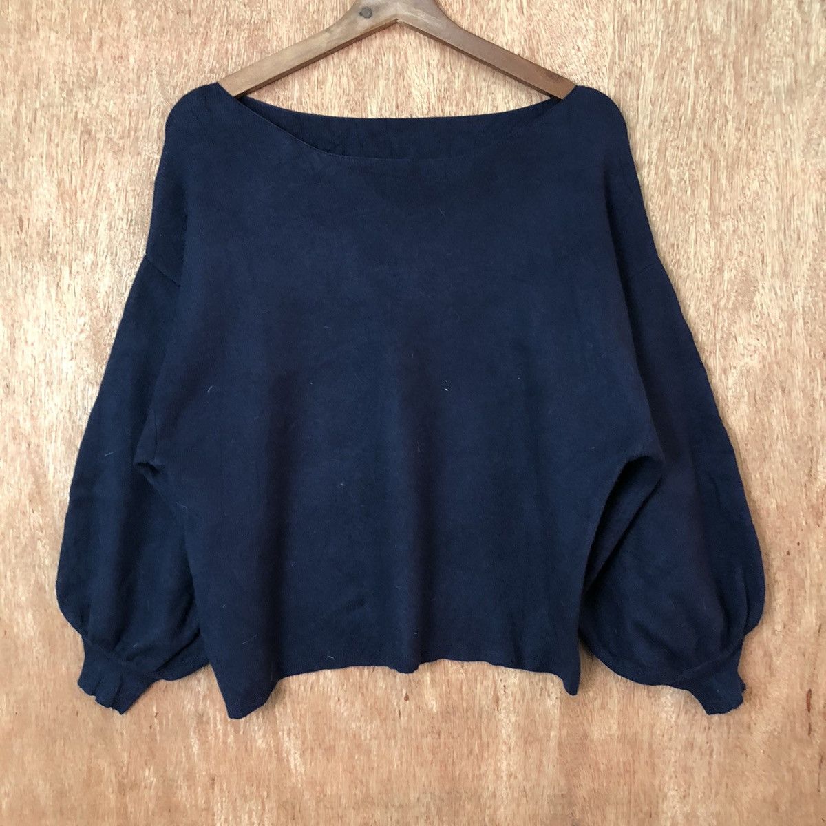 Vintage Mussemu Dark Blue ballon sleeve Knitwear #6400 Size US S / EU 44-46 / 1 - 3 Thumbnail