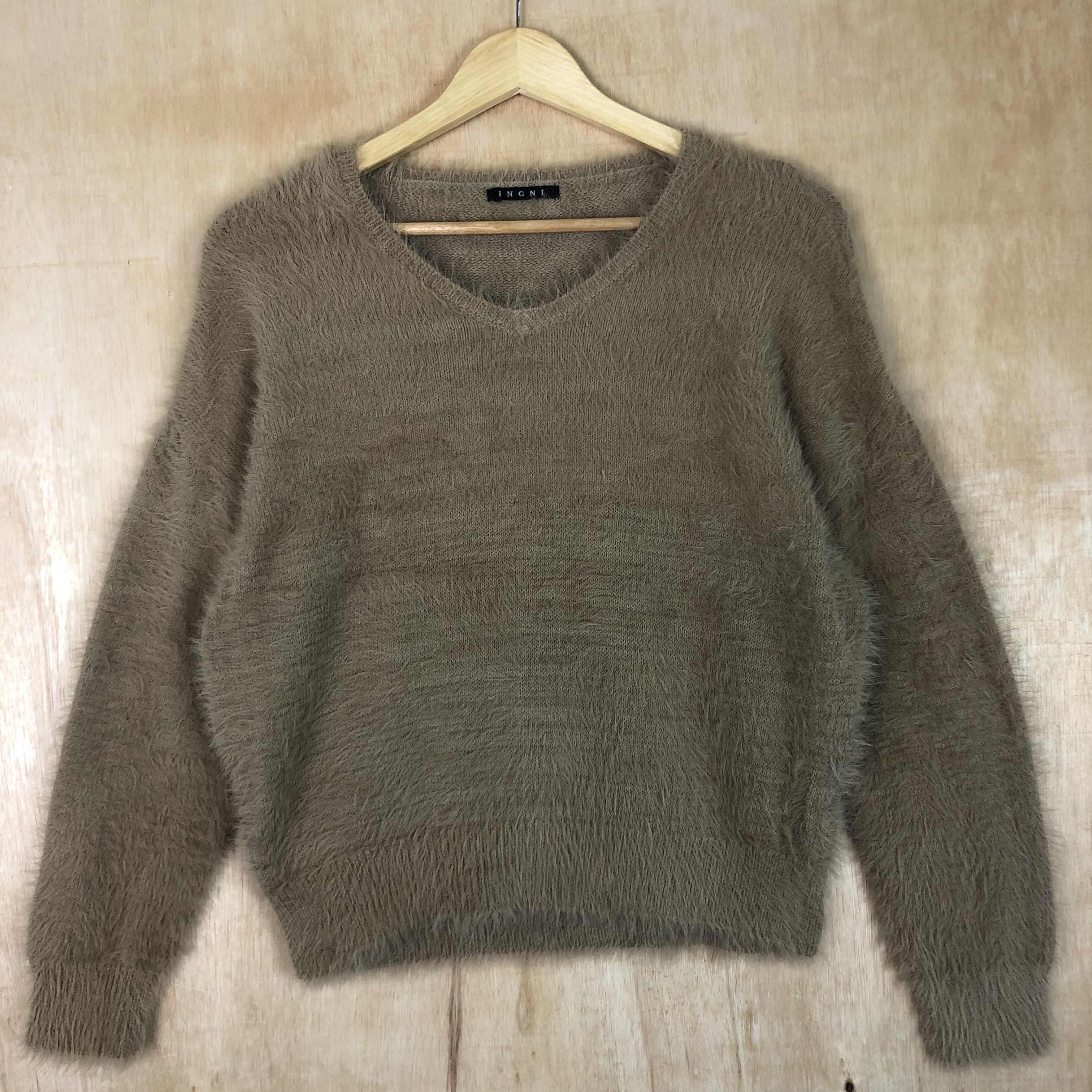 Homespun Knitwear × Japanese Brand DLL Ingni Brown Mohair shag shaggy Knitwear #c048 Size US M / EU 48-50 / 2 - 5 Thumbnail