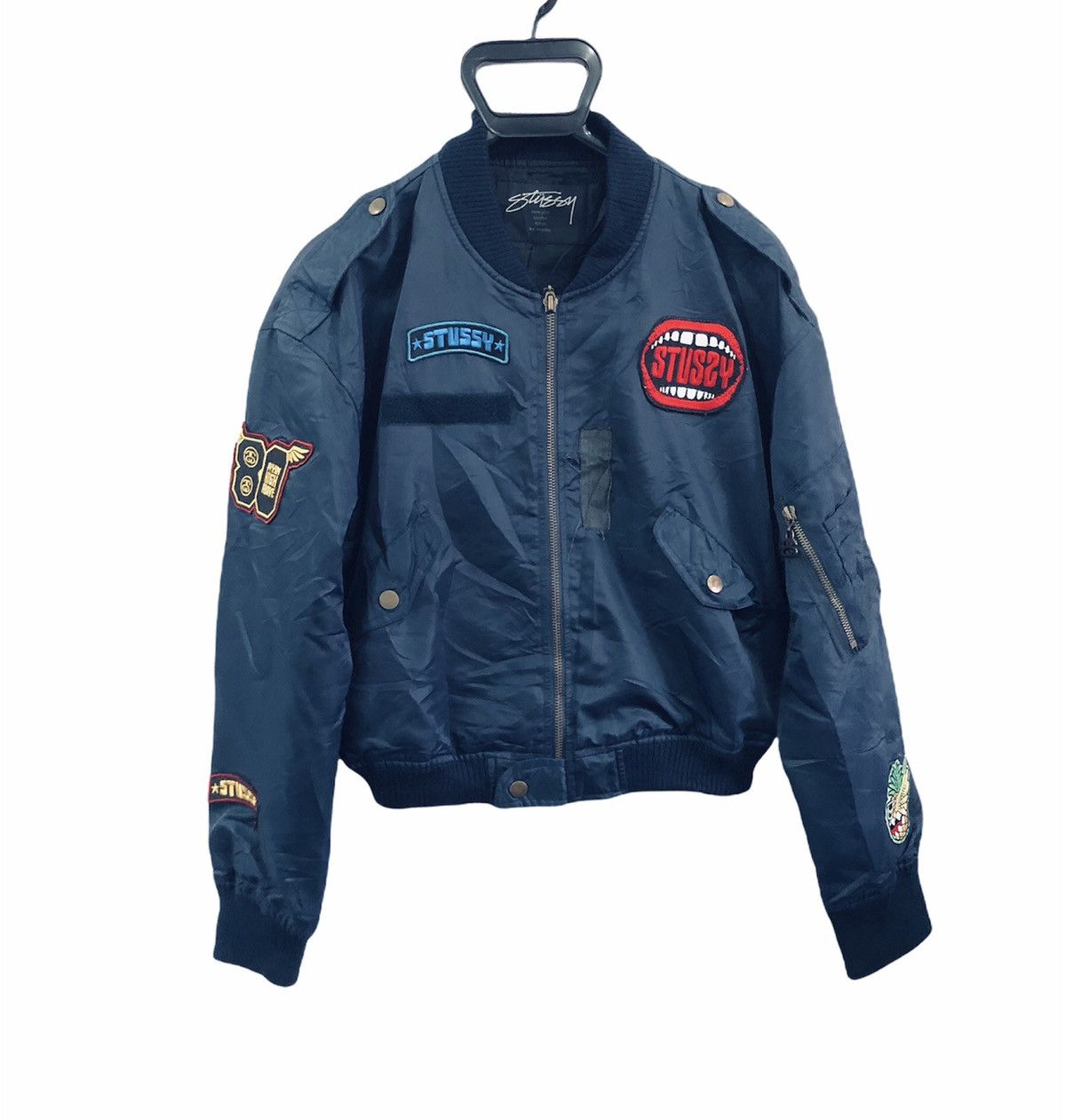 Streetwear × Stussy Stussy Global Cropped Bomber Jacket Streetwear × Stussy Stussy Global Cropped Bomber Jacket
