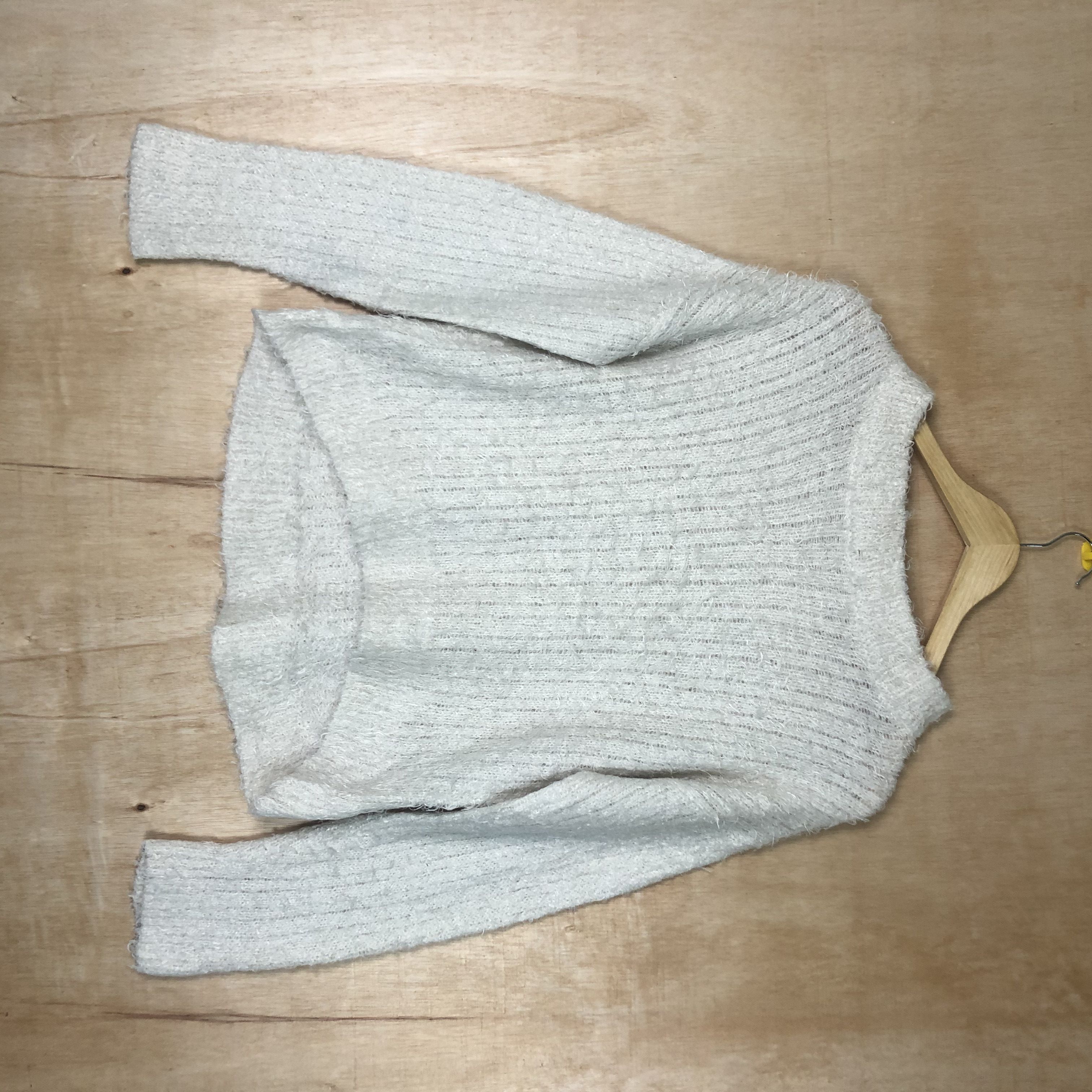 image of Homespun Knitwear E Hyphen World White Mohair Shag Shaggy Knitwear C044, Men's (Size Small)