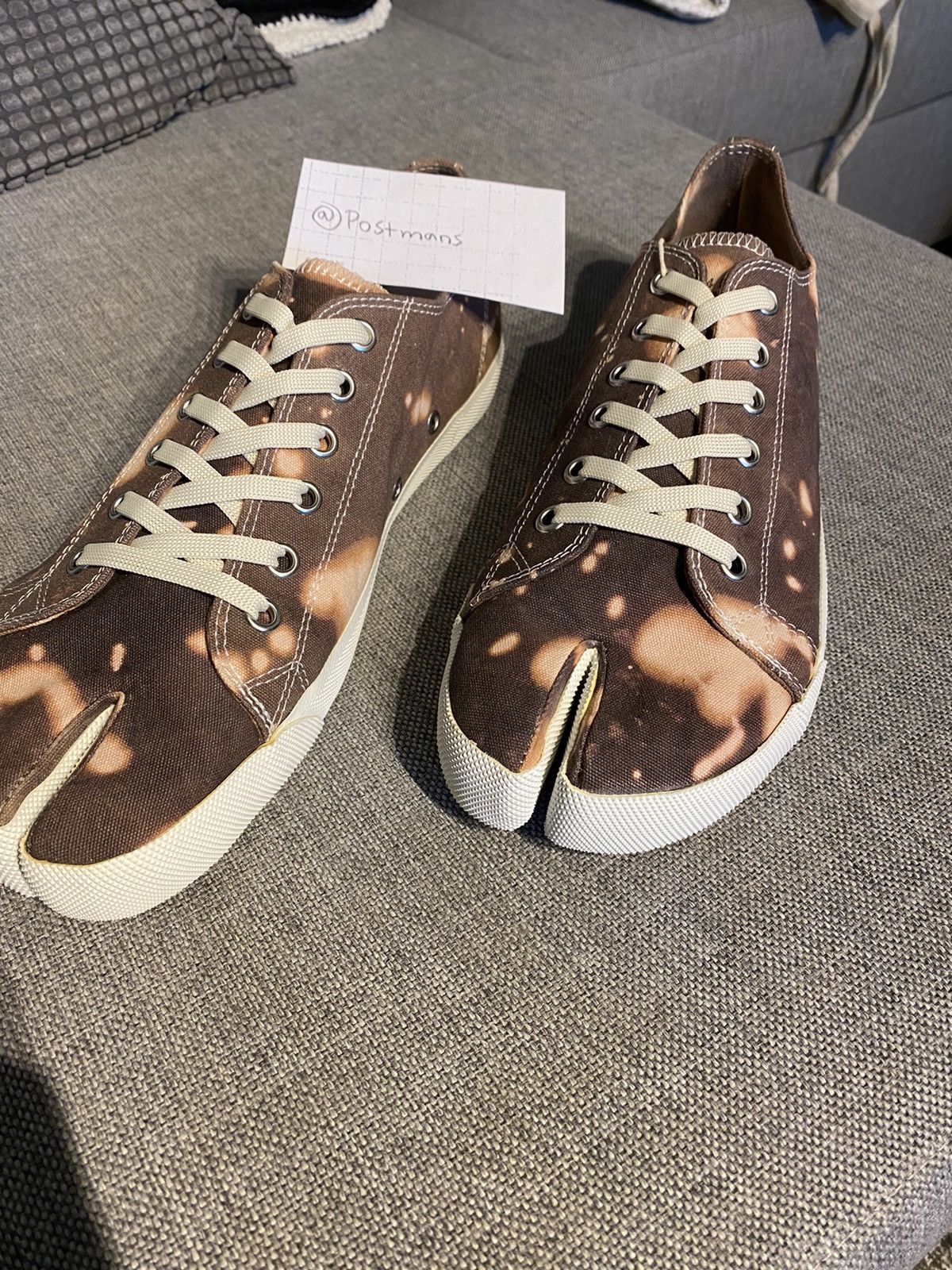 【関税＆送料込み】Mm6 Maison Margiela 'Tie Dye' Brown Silk Maison Margiela Canvas Tabi Sneakers Tie Dye | Grailed