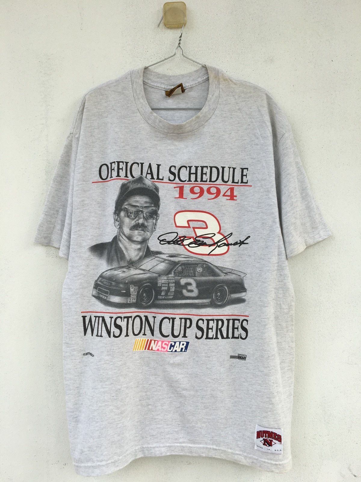 image of Nascar x Nutmeg Vintage 1994 Dale Earnhardt Winston Cup Nasa Tshirts in Grey, Men's (Size Large)