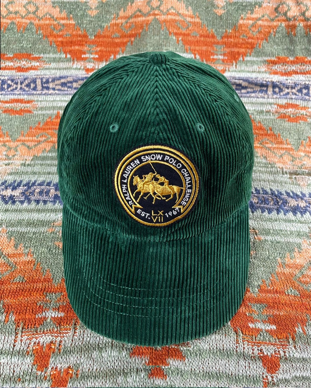 Polo Ralph Lauren Corduroy Hat Pony Logo Baseball Cap Leather Strap good Adjustable