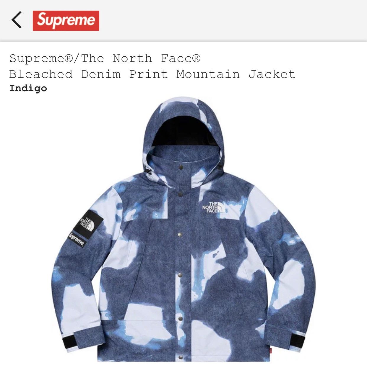 Supreme × The North Face Bleached Denim Print Mountain Jacket | Grailed