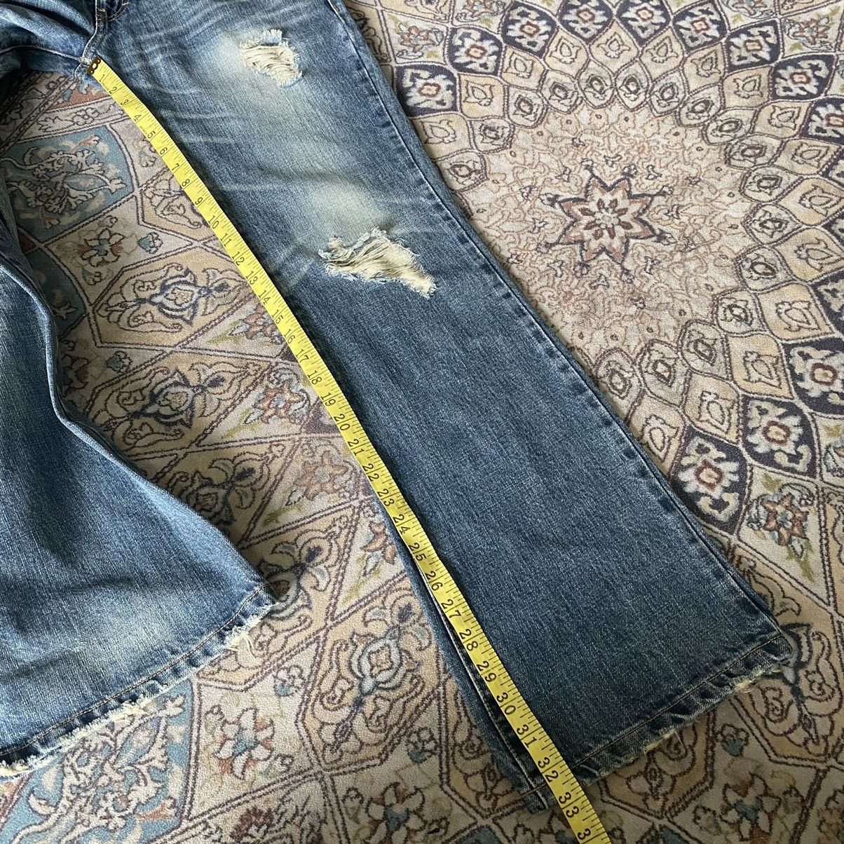 Japanese Brand OZZ-FIRST PINBALL Gemstone Double Waist Flare Jeans Size US 33 - 19 Thumbnail