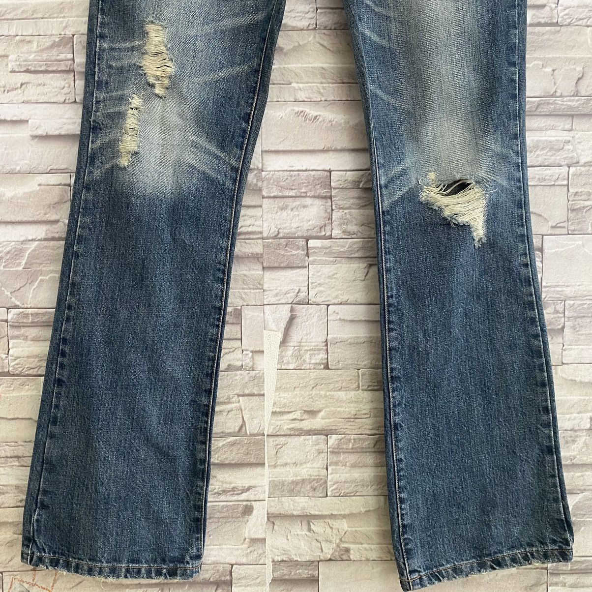 Japanese Brand OZZ-FIRST PINBALL Gemstone Double Waist Flare Jeans Size US 33 - 9 Thumbnail