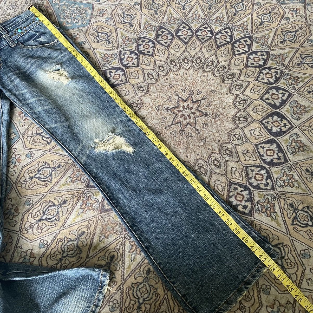 Japanese Brand OZZ-FIRST PINBALL Gemstone Double Waist Flare Jeans Size US 33 - 18 Thumbnail