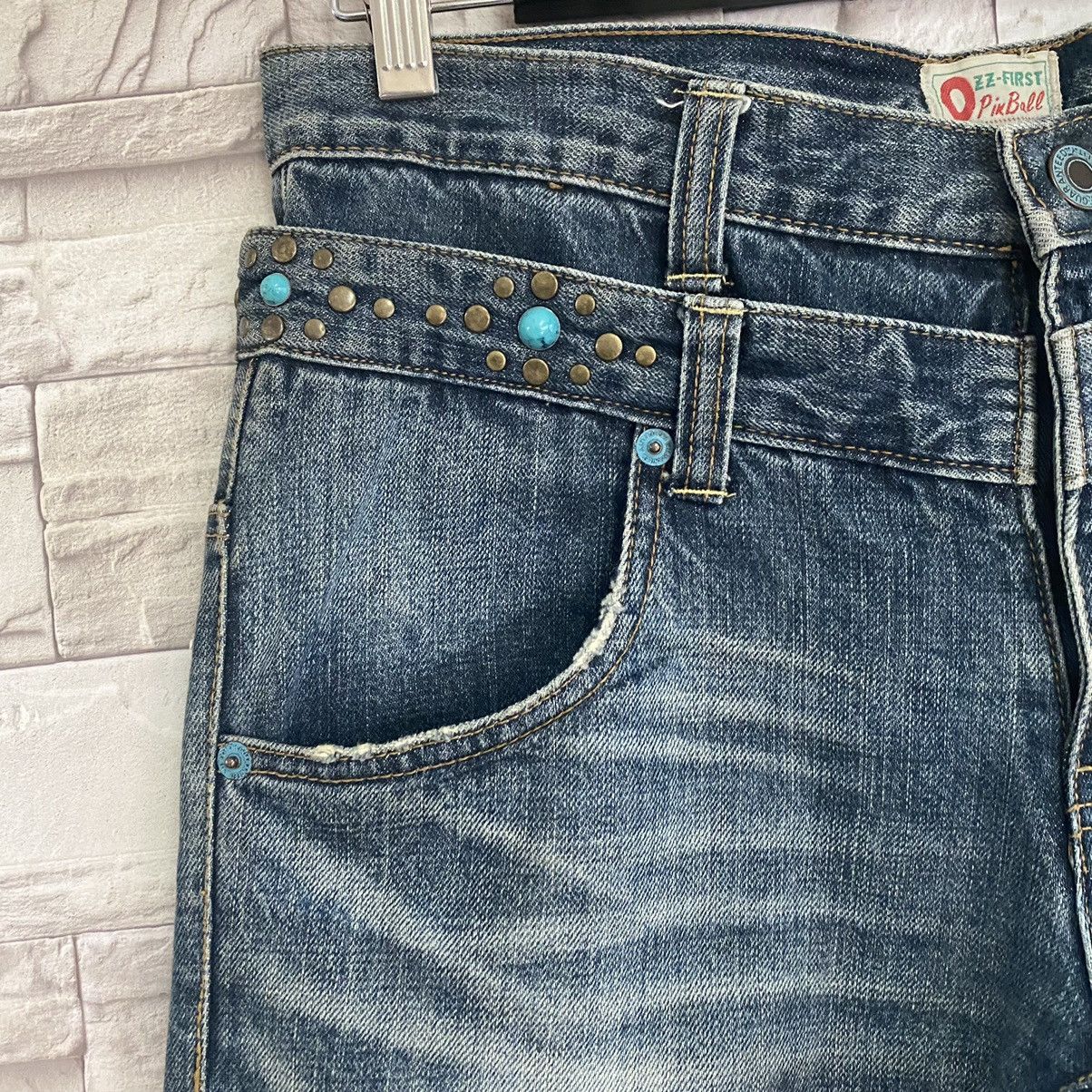 Japanese Brand OZZ-FIRST PINBALL Gemstone Double Waist Flare Jeans Size US 33 - 5 Thumbnail