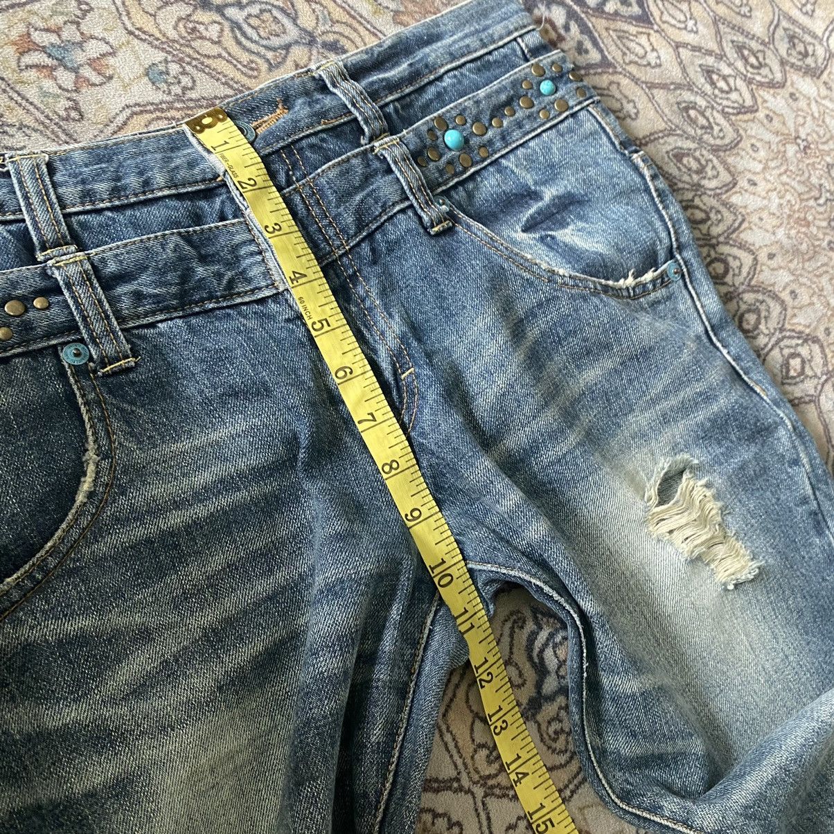 Japanese Brand OZZ-FIRST PINBALL Gemstone Double Waist Flare Jeans Size US 33 - 23 Thumbnail