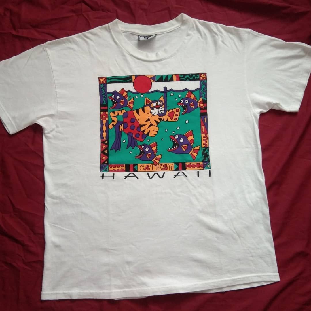 Vintage VTG 90s Lee USA Catfish Hawaii tshirt Size US L / EU 52-54 / 3 - 2 Thumbnail
