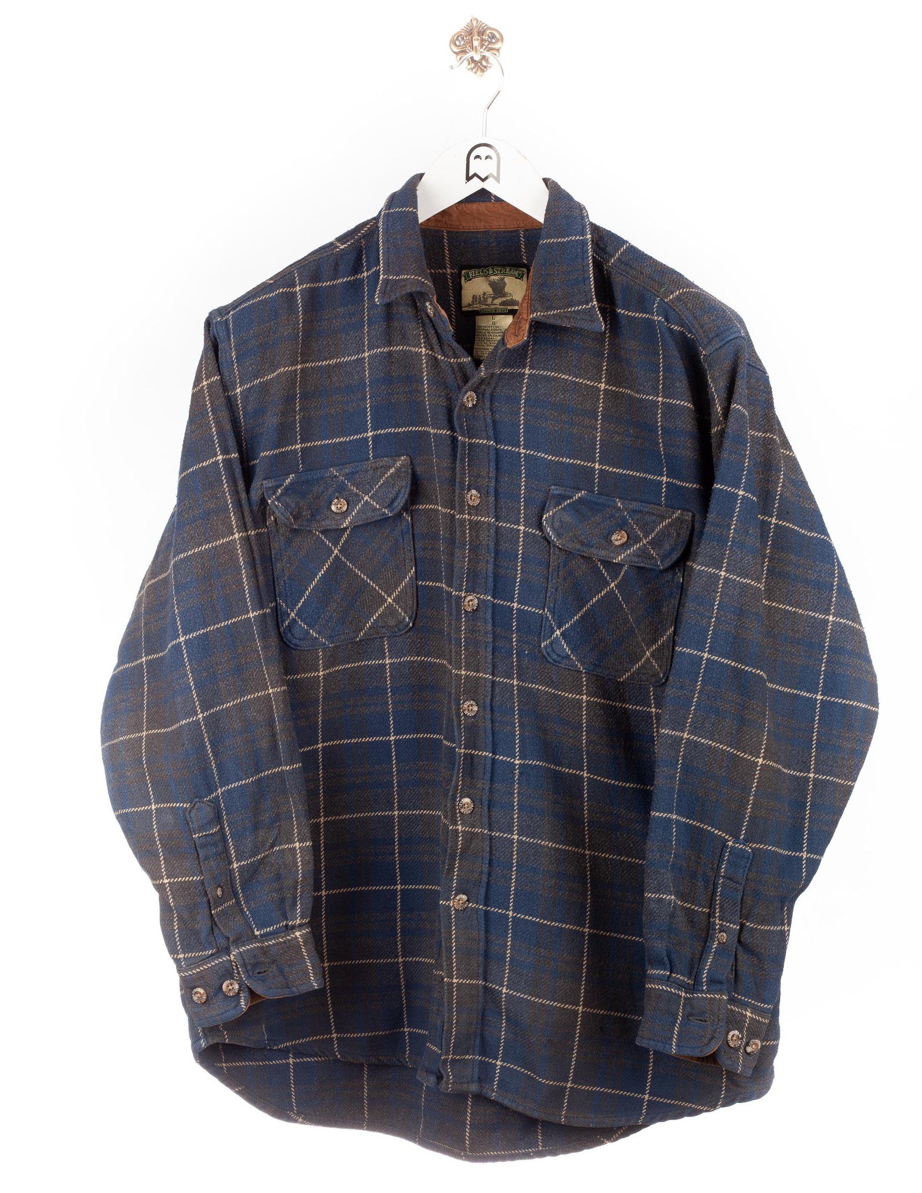 Field And Stream Vintage Field & Stream Flannel Shirt Blue/Grey/White