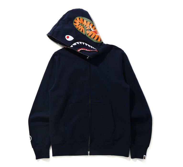 BAPE Shark full zip hoodie jacquard camo blue A Bathing Ape Size L