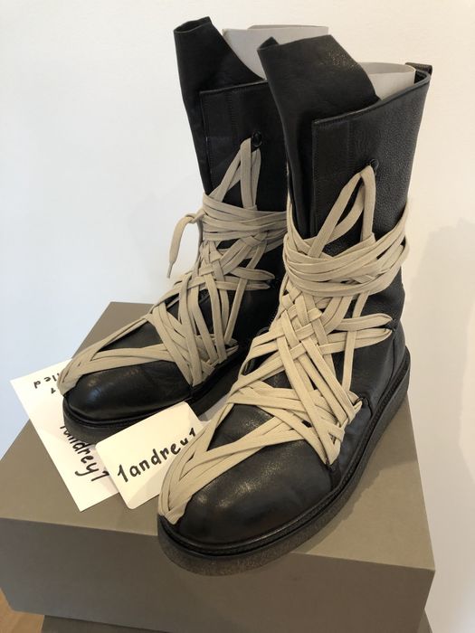 Rick Owens Rick Owens Tecuatl Army MEGA LACE boots | Grailed