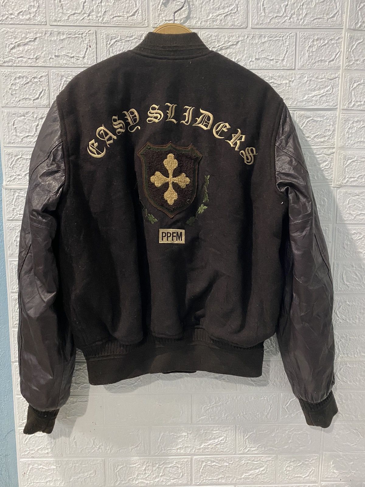 PPFM PPFM VARSITY JACKET WOOL LEATHER SLEEVE | Grailed