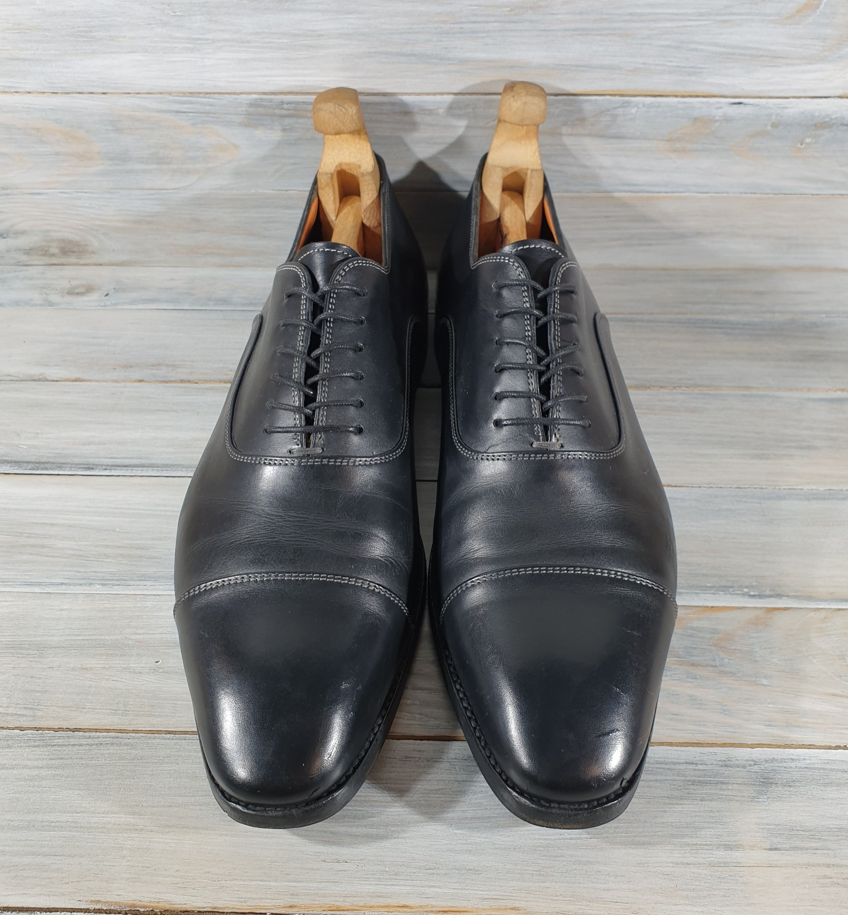 Leather × Santoni Santoni 6981 Oxford Leather Shoes Italy Italian Designer Size US 11 / EU 44 - 3 Thumbnail