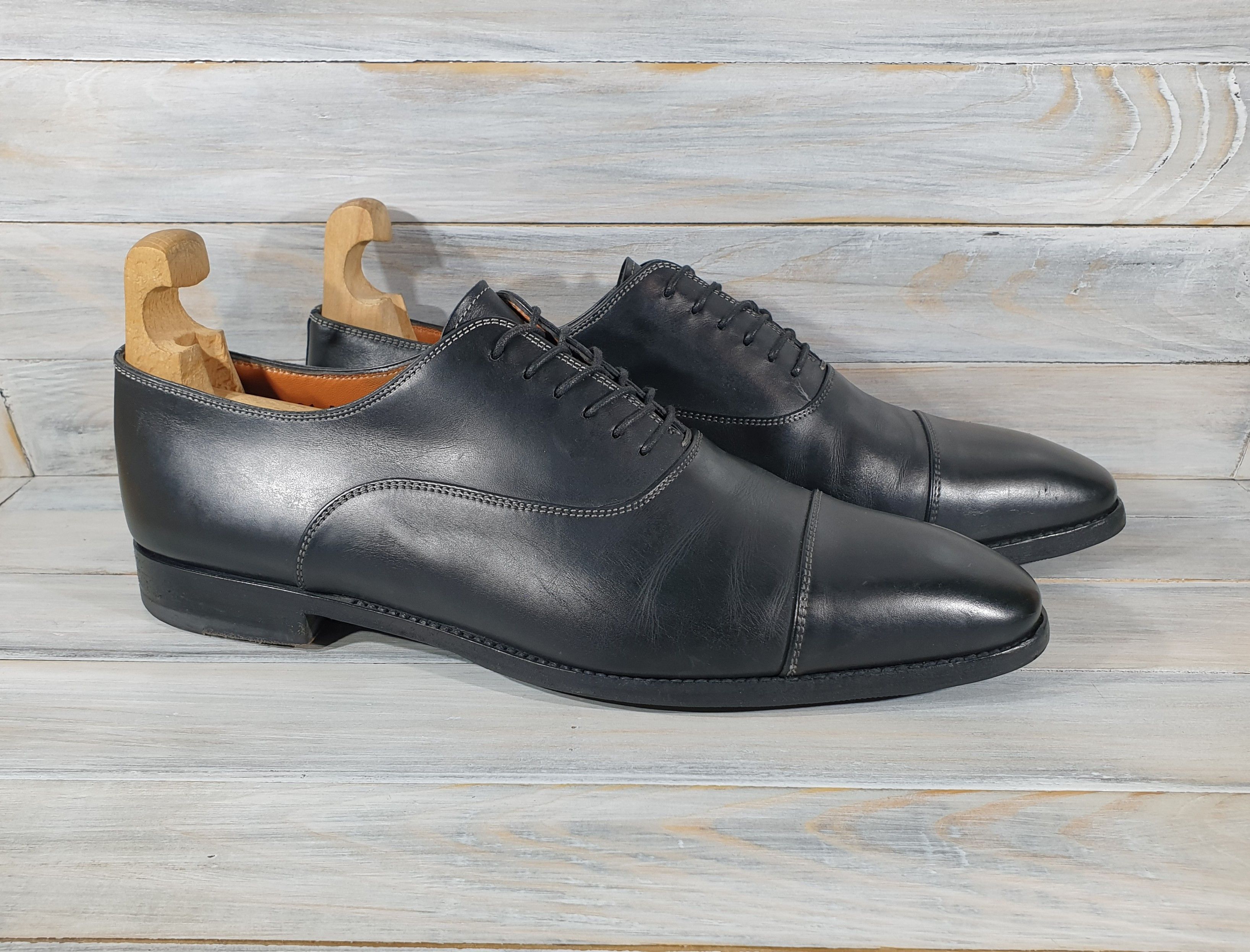 Leather × Santoni Santoni 6981 Oxford Leather Shoes Italy Italian Designer Size US 11 / EU 44 - 1 Thumbnail