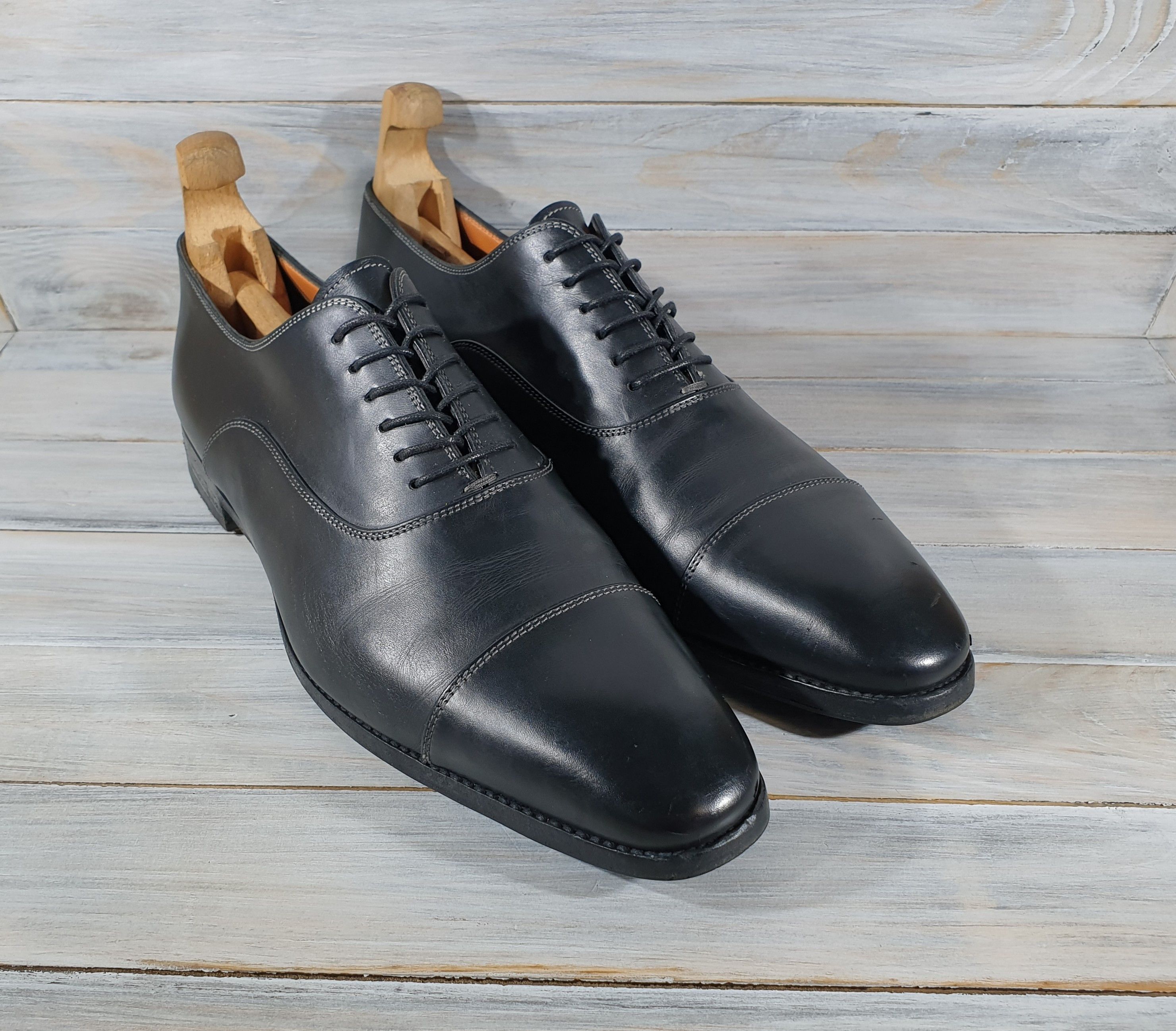 Leather × Santoni Santoni 6981 Oxford Leather Shoes Italy Italian Designer Size US 11 / EU 44 - 2 Thumbnail