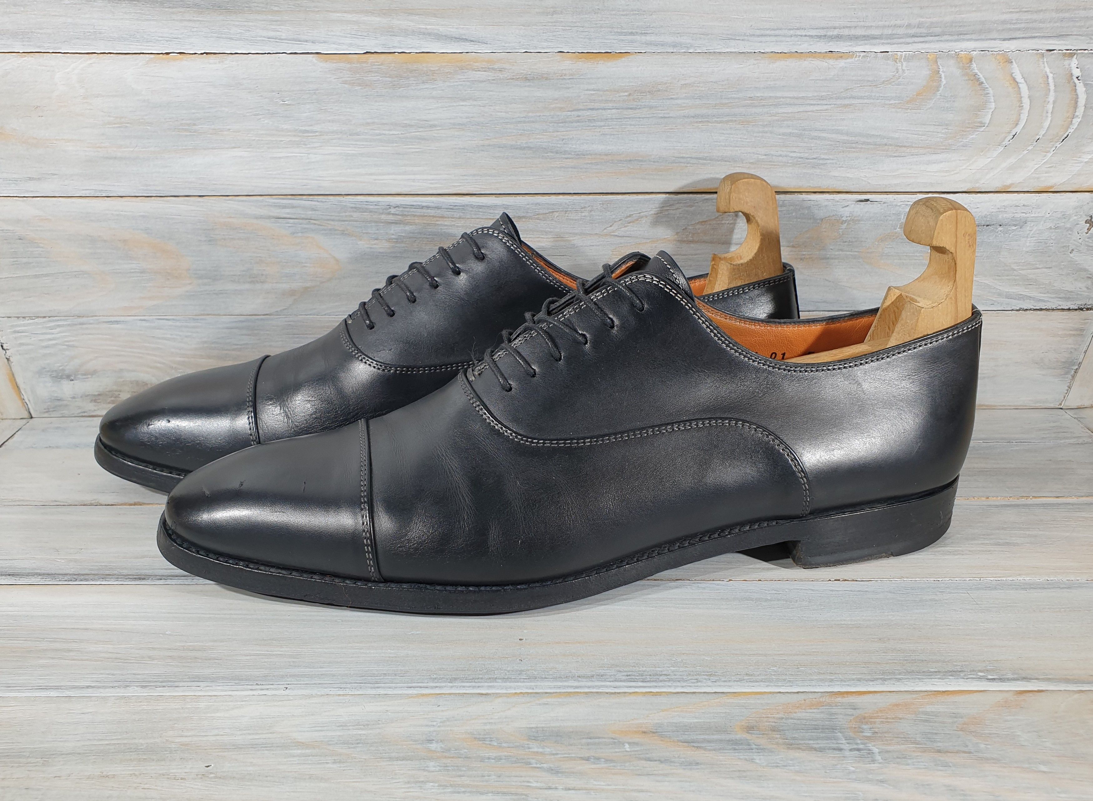 Leather × Santoni Santoni 6981 Oxford Leather Shoes Italy Italian Designer Size US 11 / EU 44 - 6 Thumbnail
