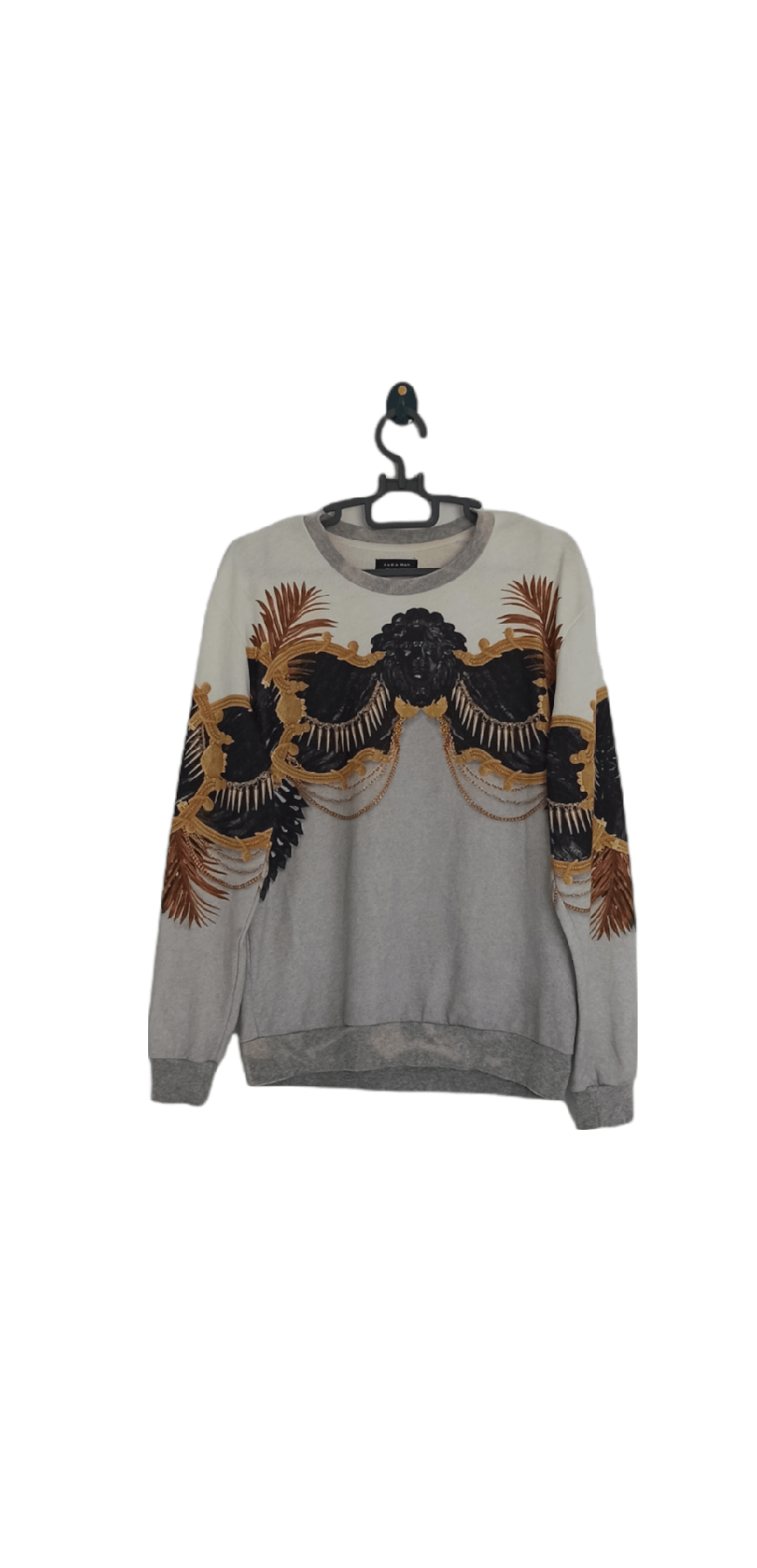 Zara Man Gold Chain Animal Motif Overprint Sweatshirt