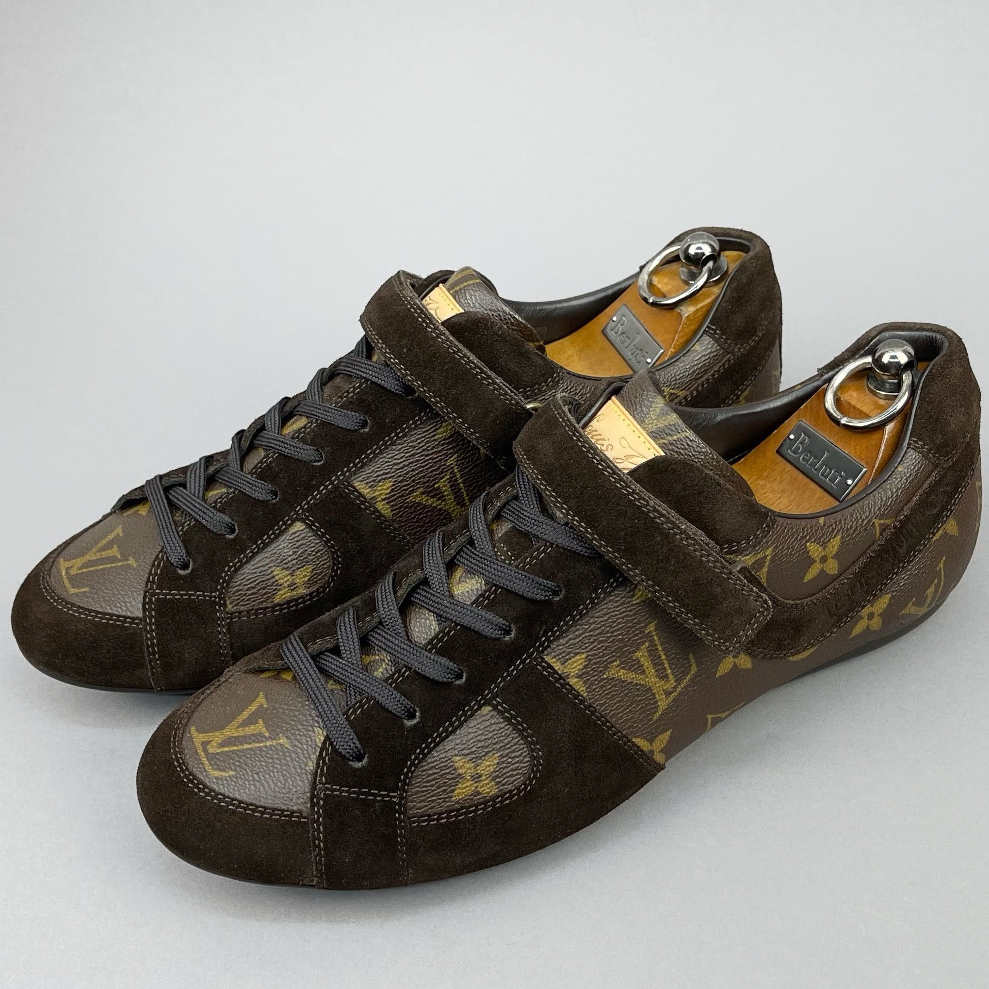 Louis Vuitton Globe Trotter sneaker brown monogram Leather & Suede 10  US MS0120