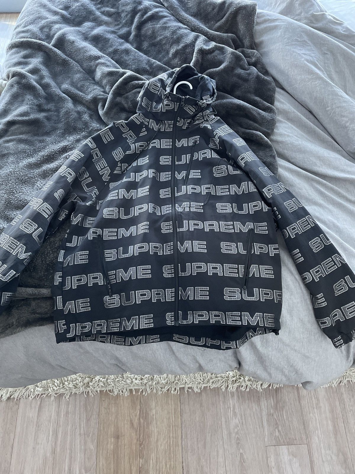 Supreme Supreme Logo Ripstop Hooded Track Jacket Black L