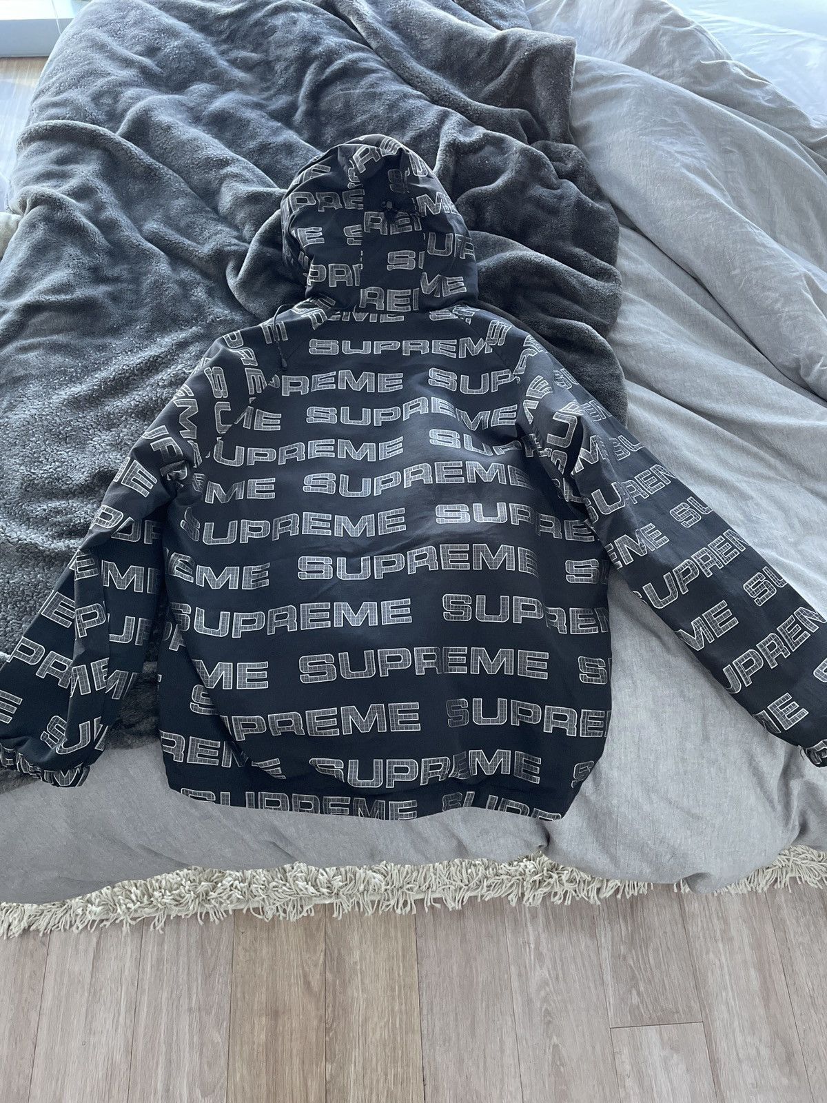 Supreme Supreme Logo Ripstop Hooded Track Jacket Black L | Grailed