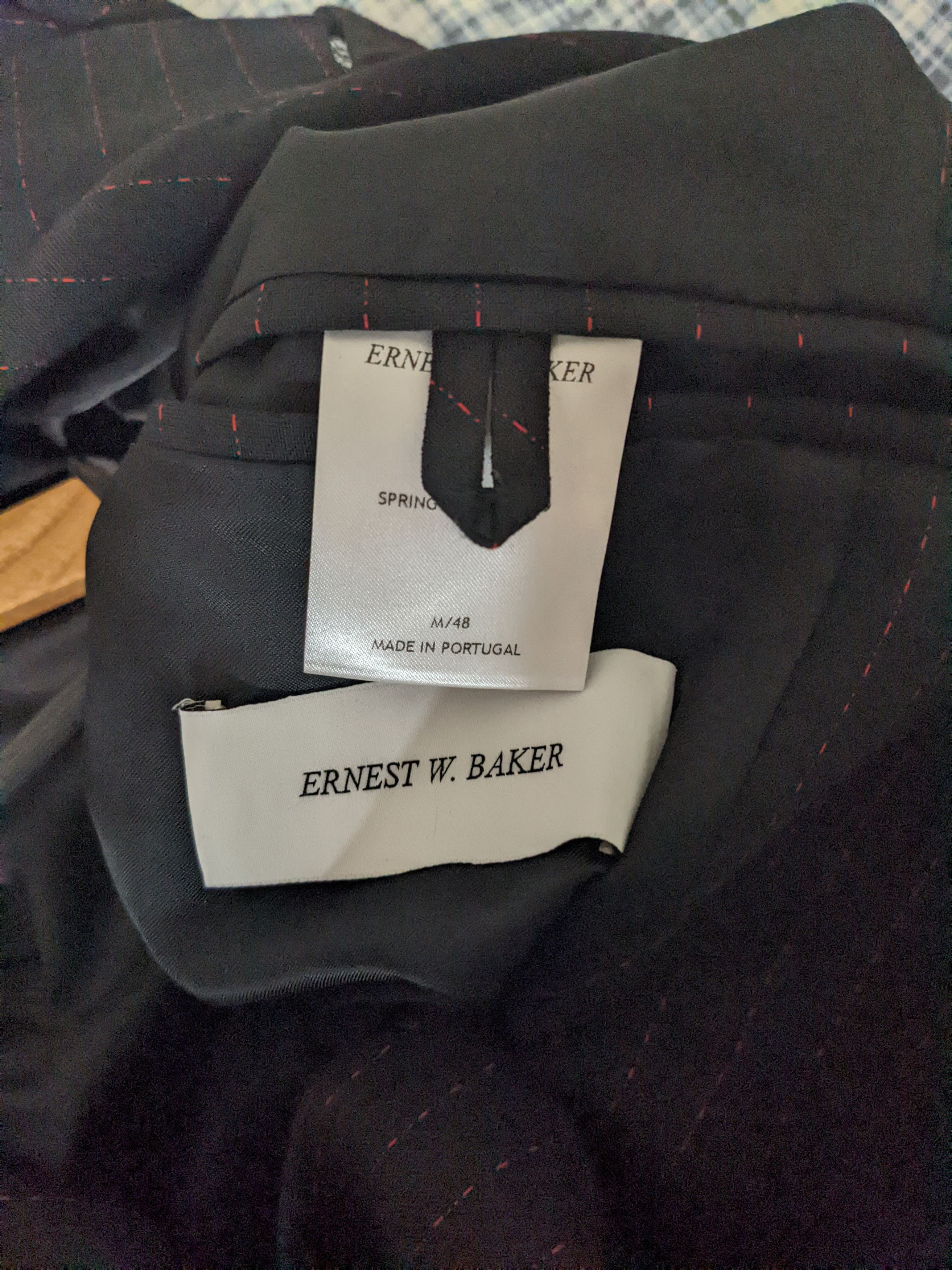 Ernest W. Baker Red Pinstripe Double Breasted Blazer Size 48R - 7 Thumbnail