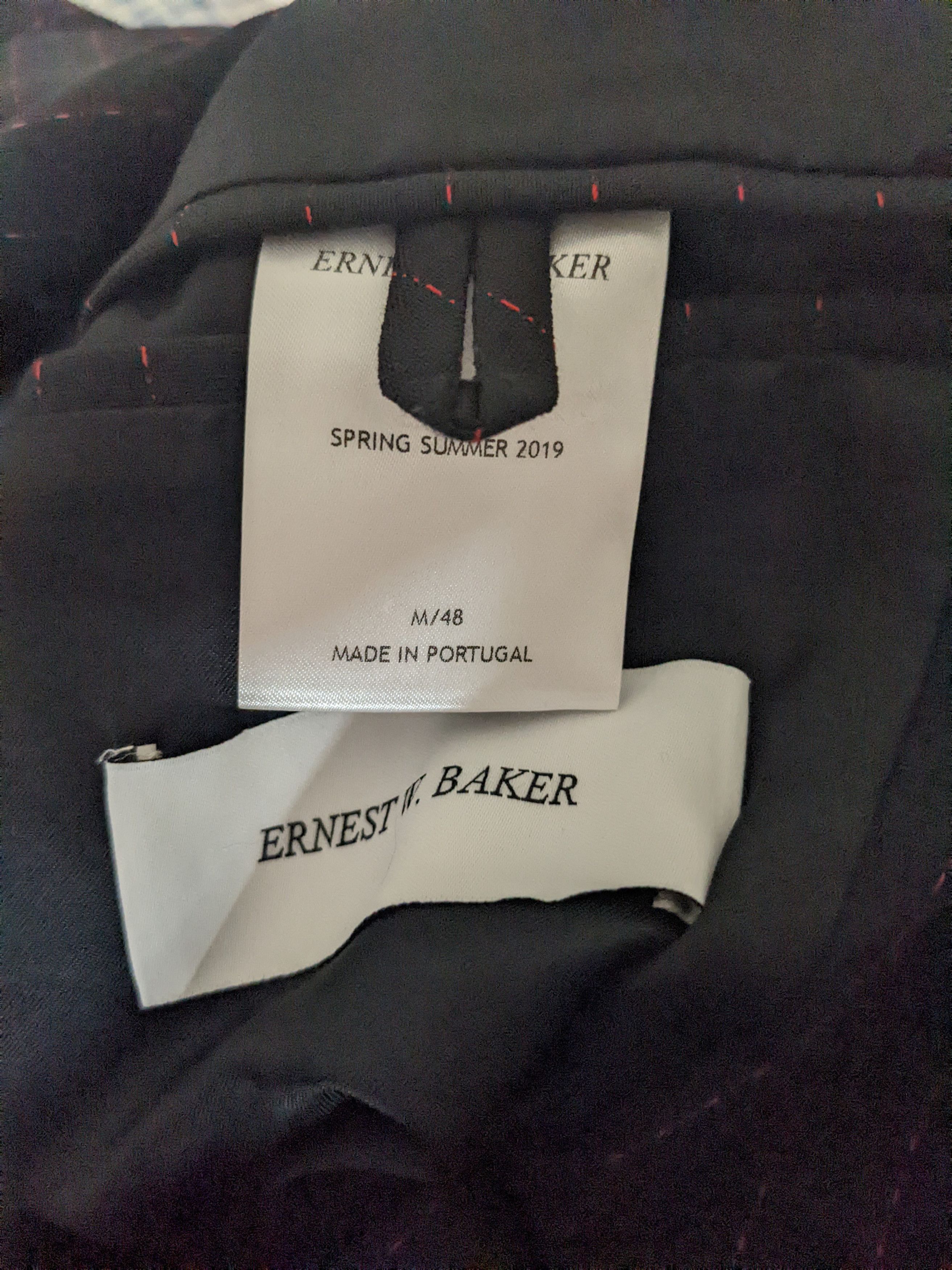 Ernest W. Baker Red Pinstripe Double Breasted Blazer Size 48R - 2 Thumbnail