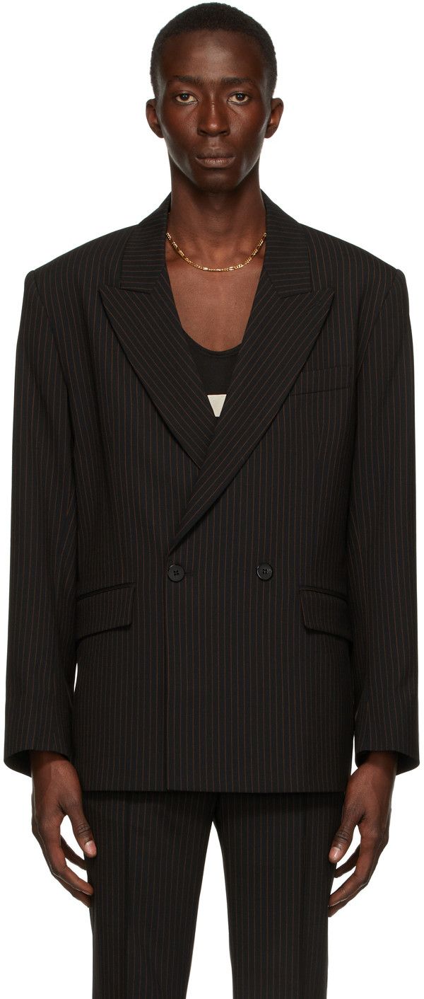 Ernest W. Baker Red Pinstripe Double Breasted Blazer Size 48R - 6 Thumbnail