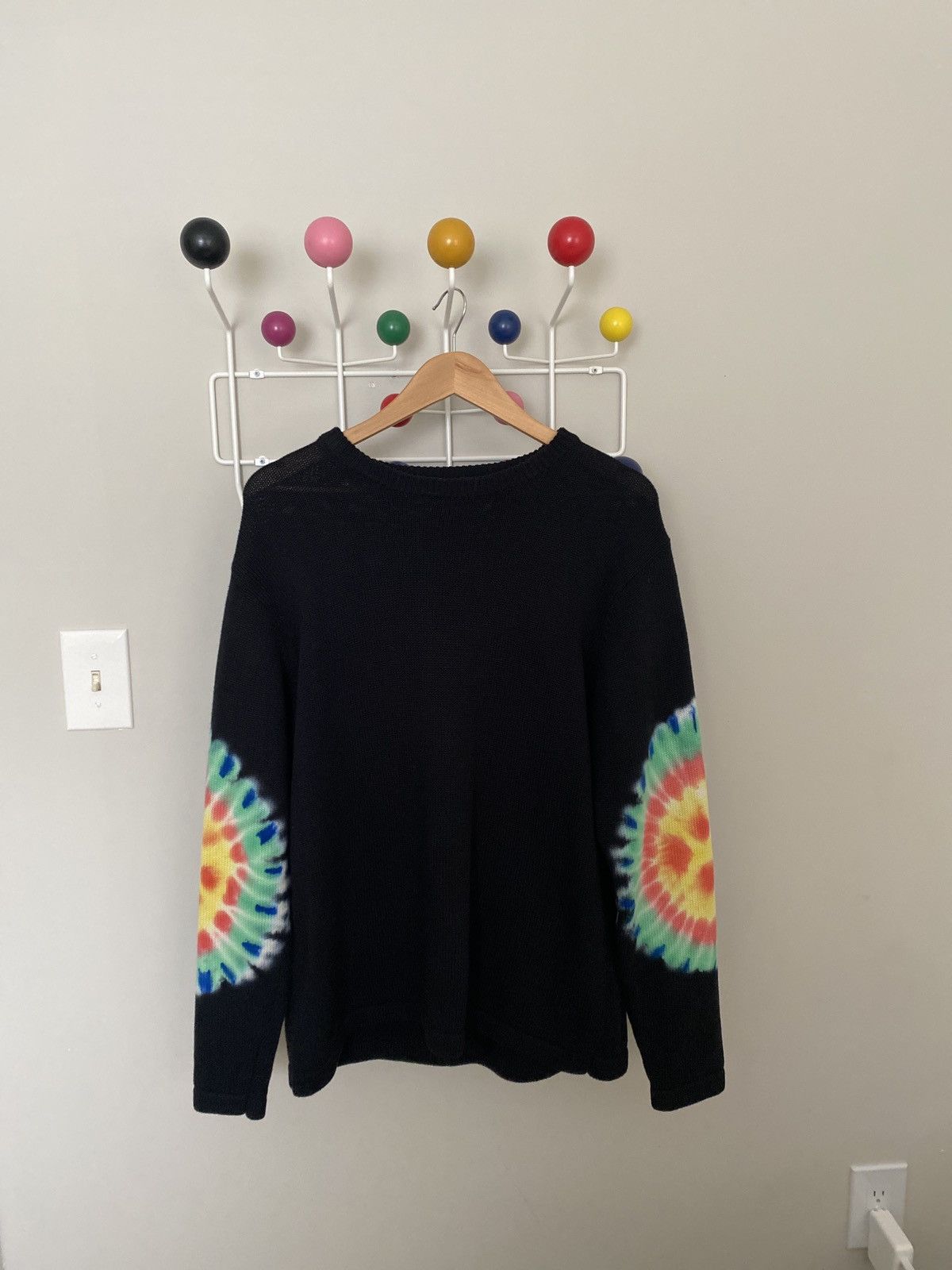 image of No Vacancy Inn Tie-Dye Knit Sweater in Black, Men's (Size Medium)