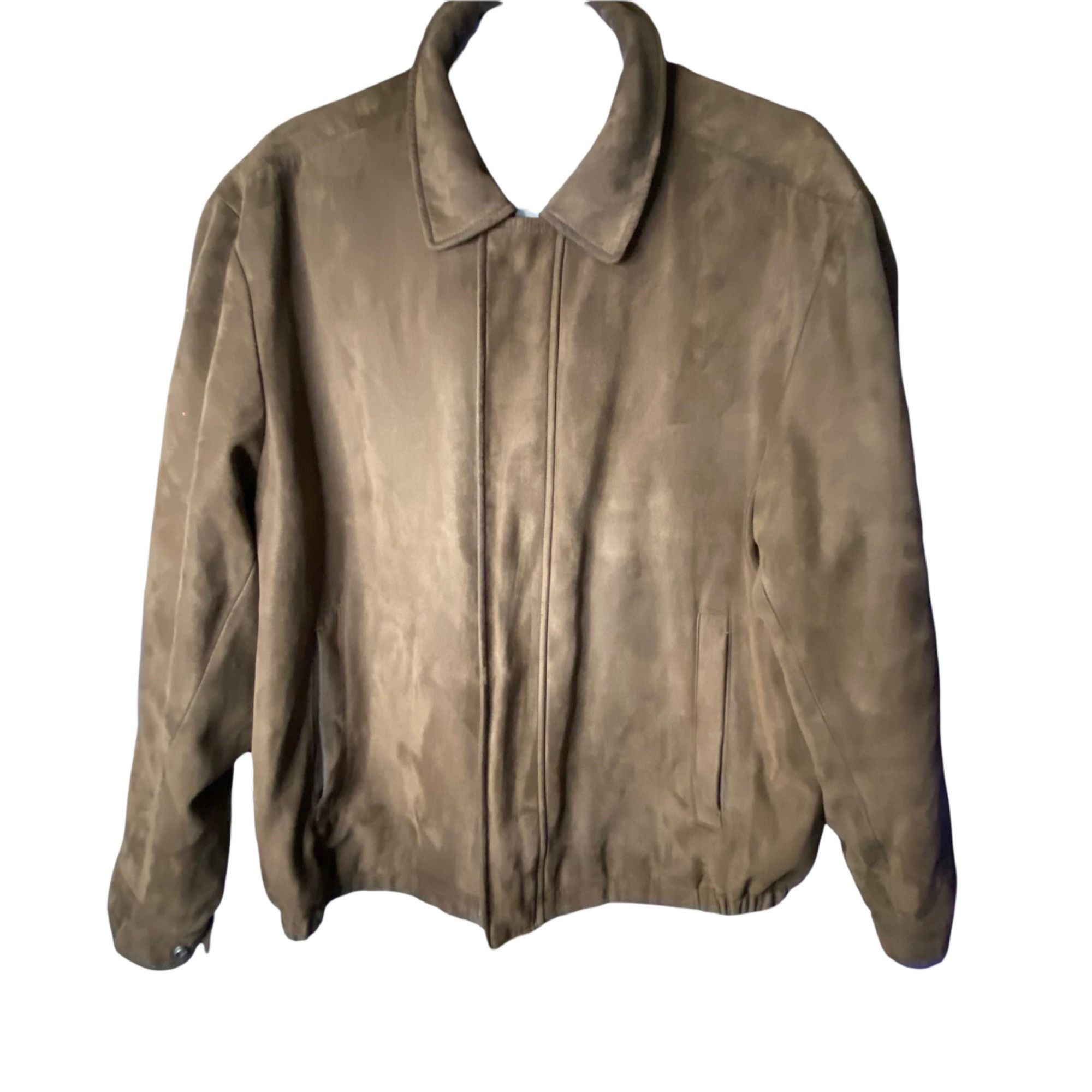 Perry Ellis VINTAGE PERRY ELLIS PORTFOLIO BROWN MICRO SUEDE BOMBER ...