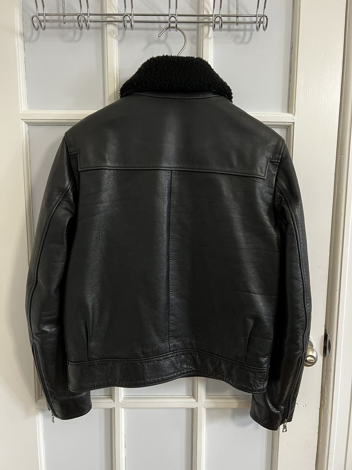 Sandro Sandro Pilot Leather Jacket w/ Shearling Collar Size US L / EU 52-54 / 3 - 2 Thumbnail