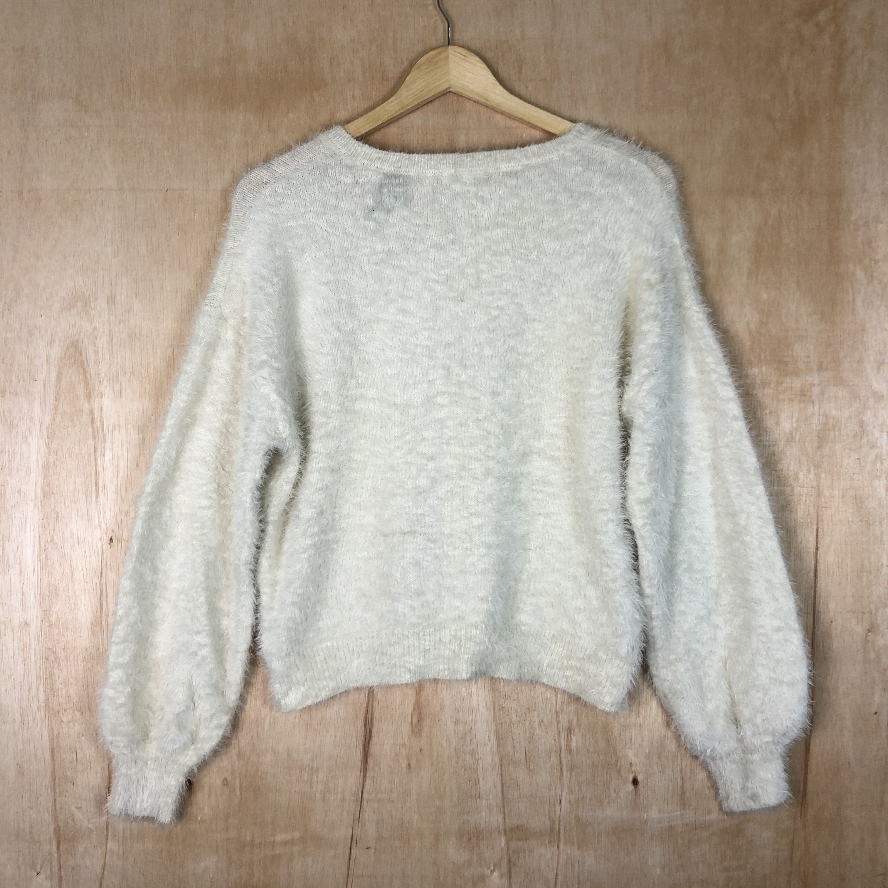 Homespun Knitwear × Japanese Brand DLL Earth Music & Ecology White Mohair shaggy Knitwear #c075 Size US S / EU 44-46 / 1 - 10 Thumbnail