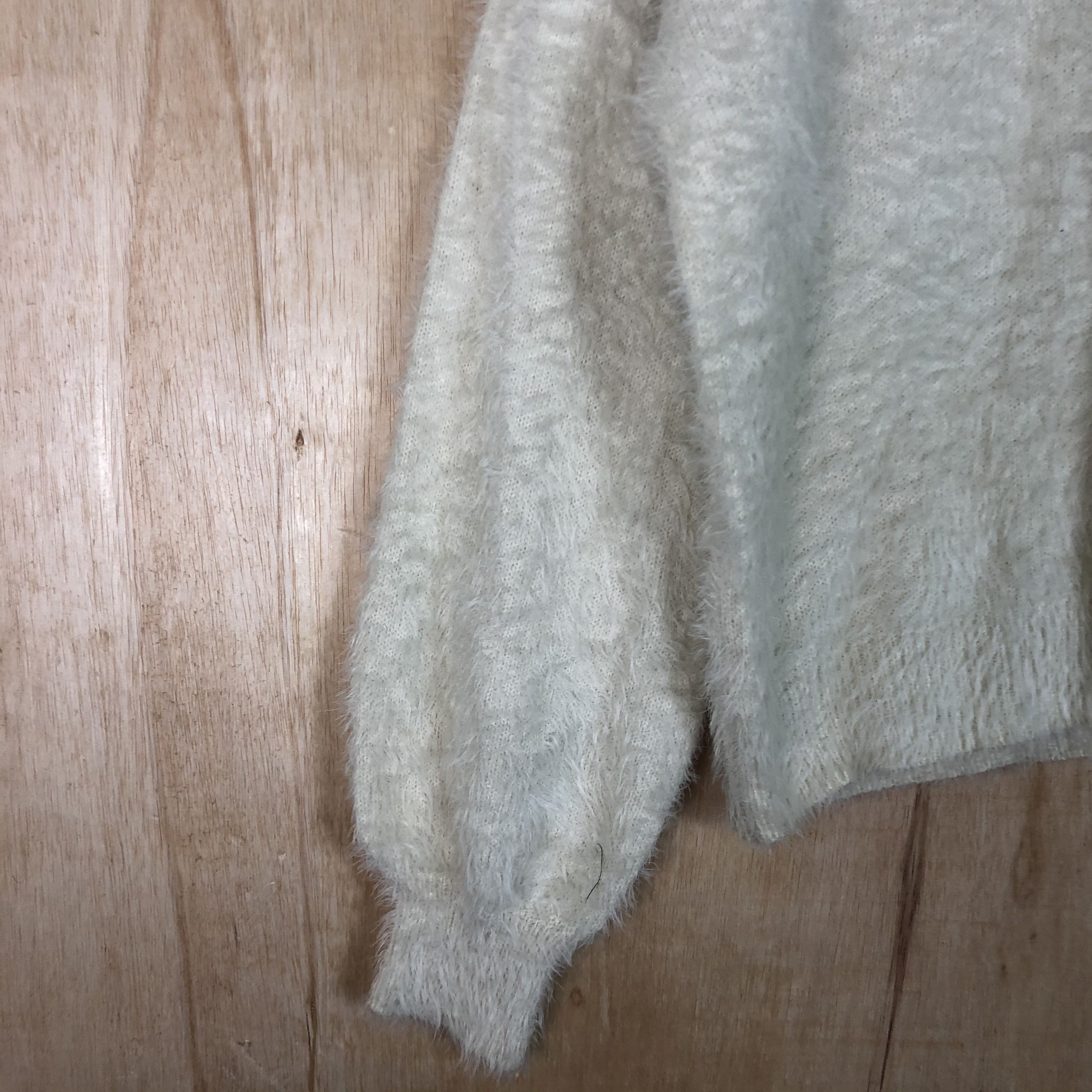 Homespun Knitwear × Japanese Brand DLL Earth Music & Ecology White Mohair shaggy Knitwear #c075 Size US S / EU 44-46 / 1 - 7 Thumbnail